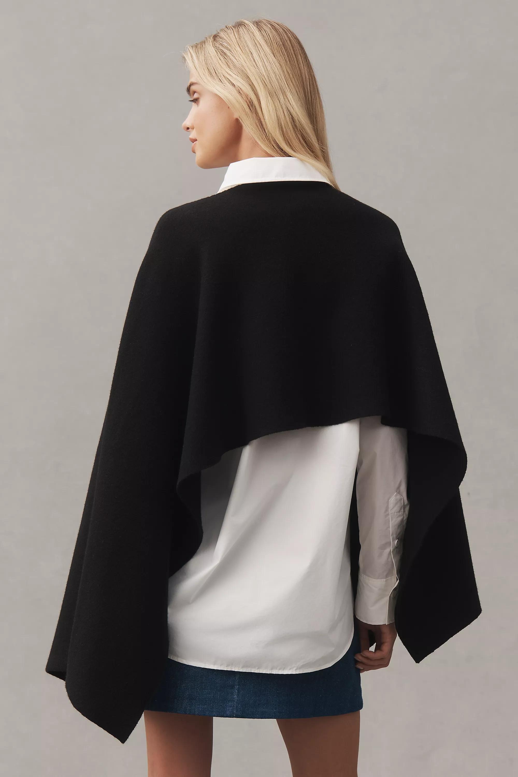 Mare Knit Poncho, Black, A501_0001, large image number 3