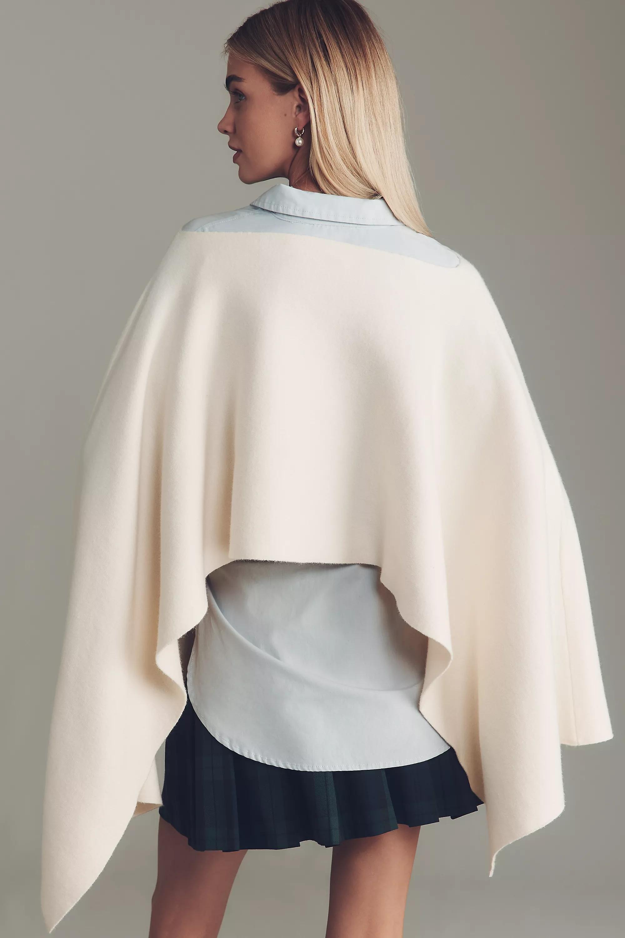 Mare Knit Poncho, White, A501_0012, large image number 3