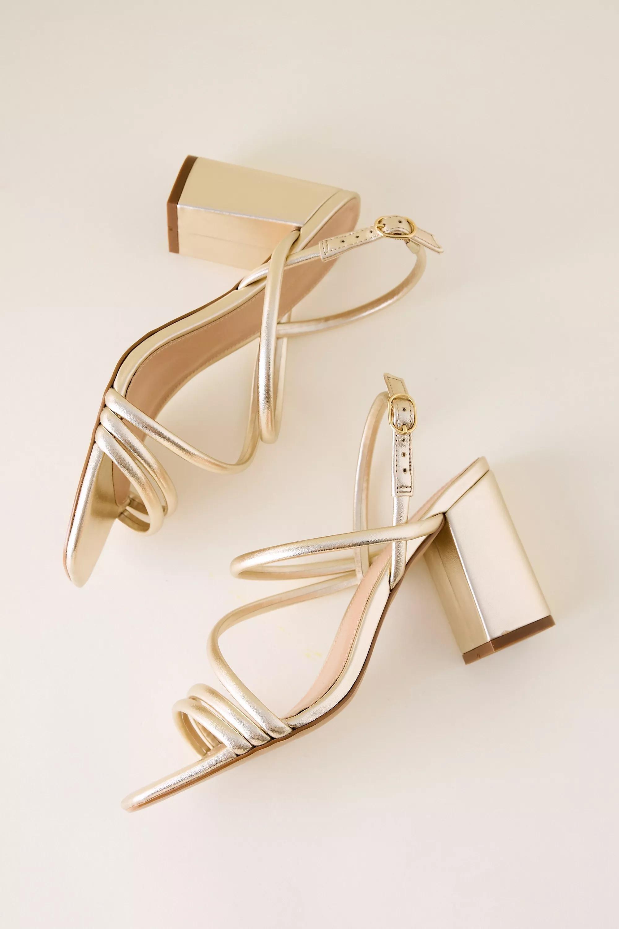 GOLD By Anthropologie Asymmetrical Strappy Heels, A501_0070, medium