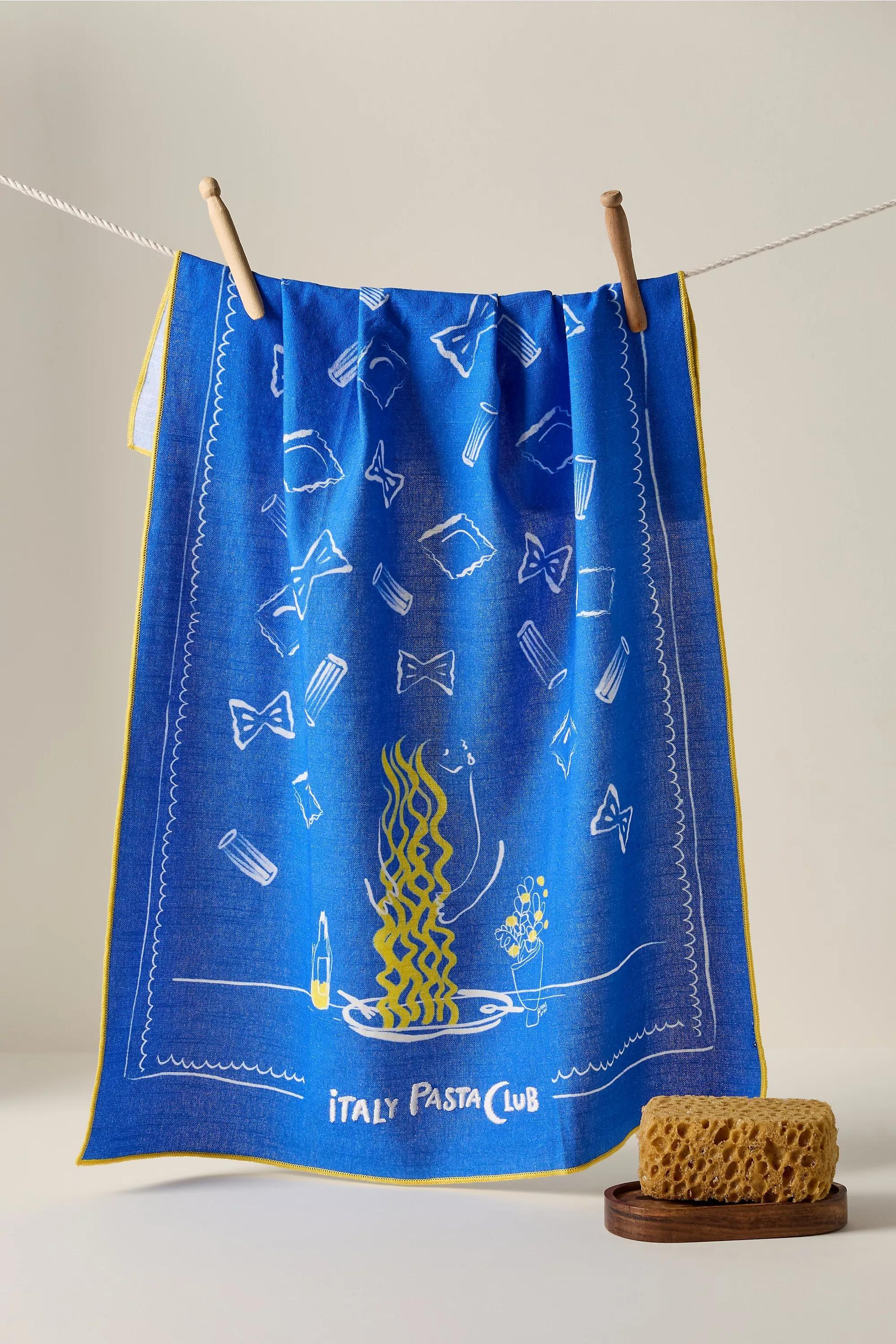 Das Rotes Rabbit Pasta Club Tea Towel, White, A501_0010, medium