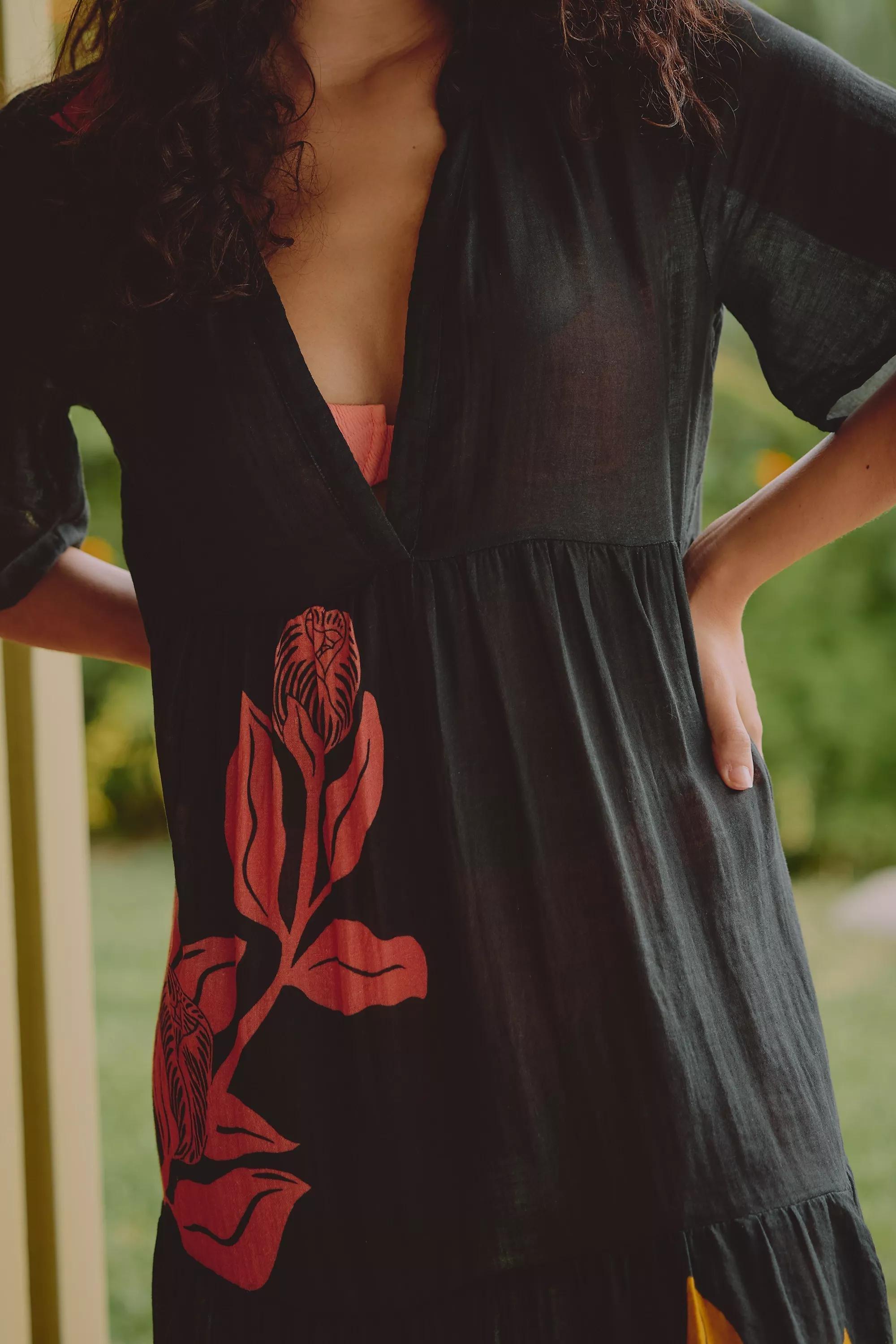 By Celandine X Claire Johnson The Kallie Flowy Maxi Dress, Black, A501_0520, medium