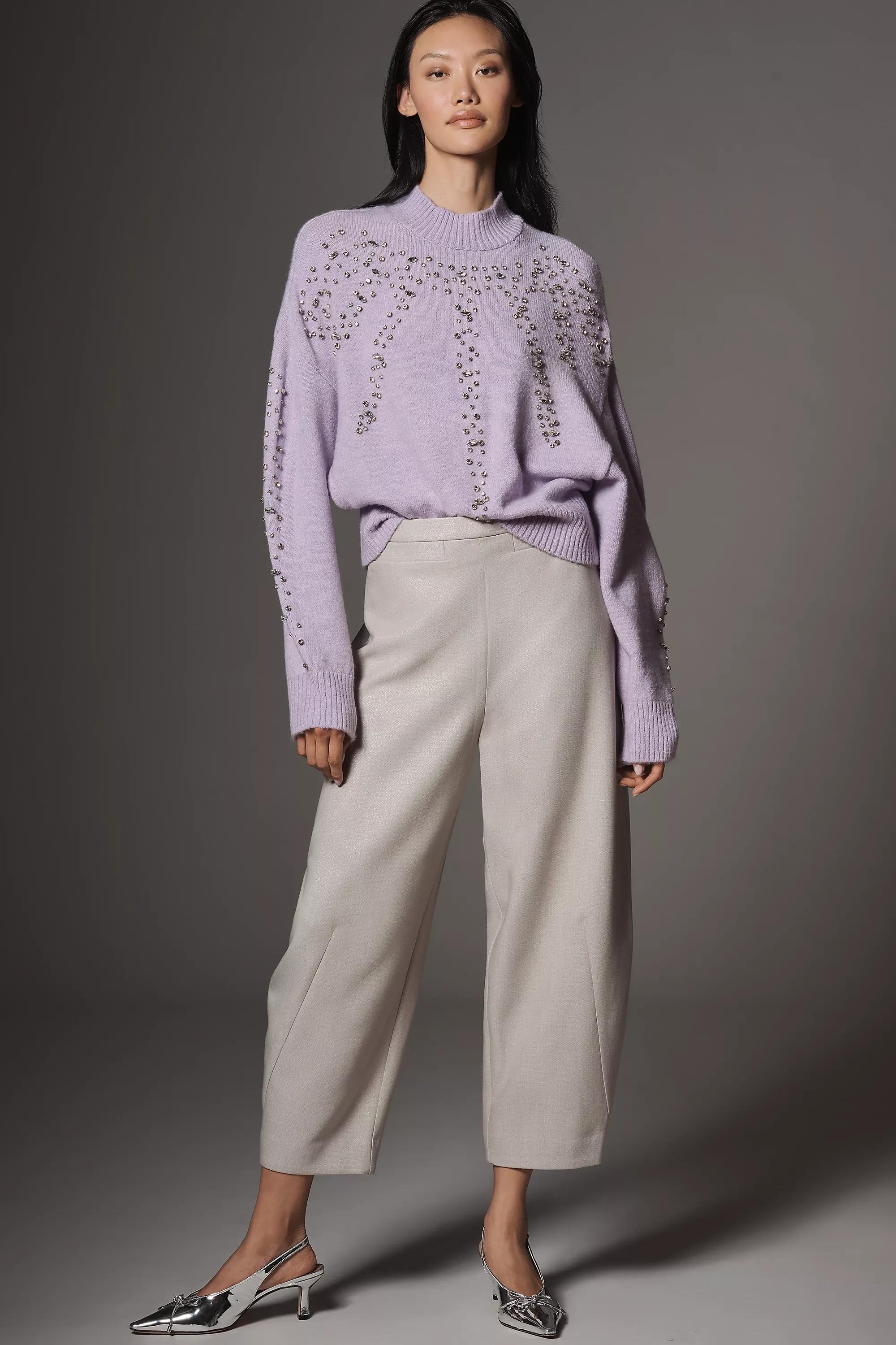 SILVER Maeve Sparkle Crop Barrel Pant, A501_0007, large image number 0