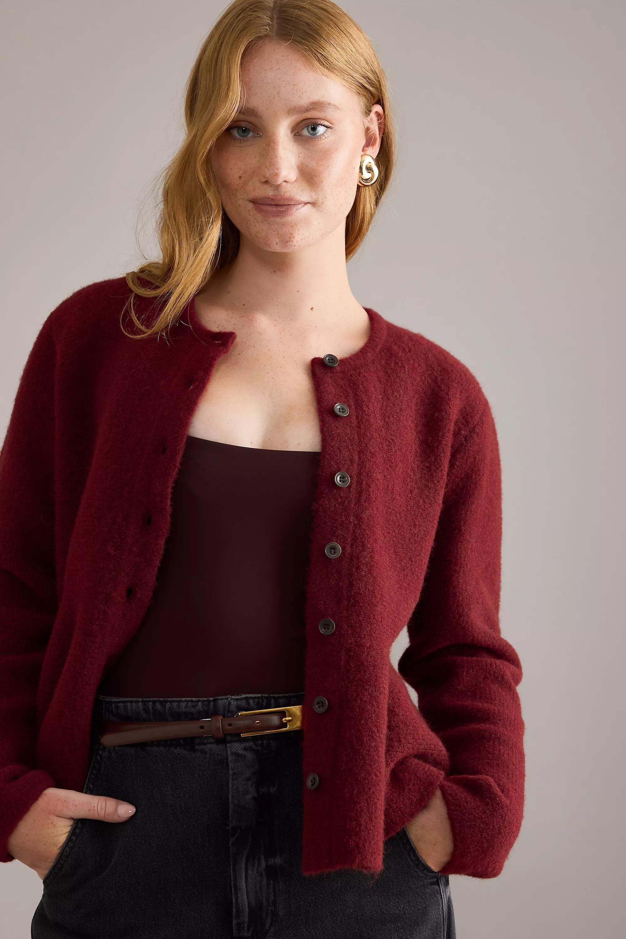 By Anthropologie Hourglass Peplum Cardigan, Red, A501_0061, large image number 3