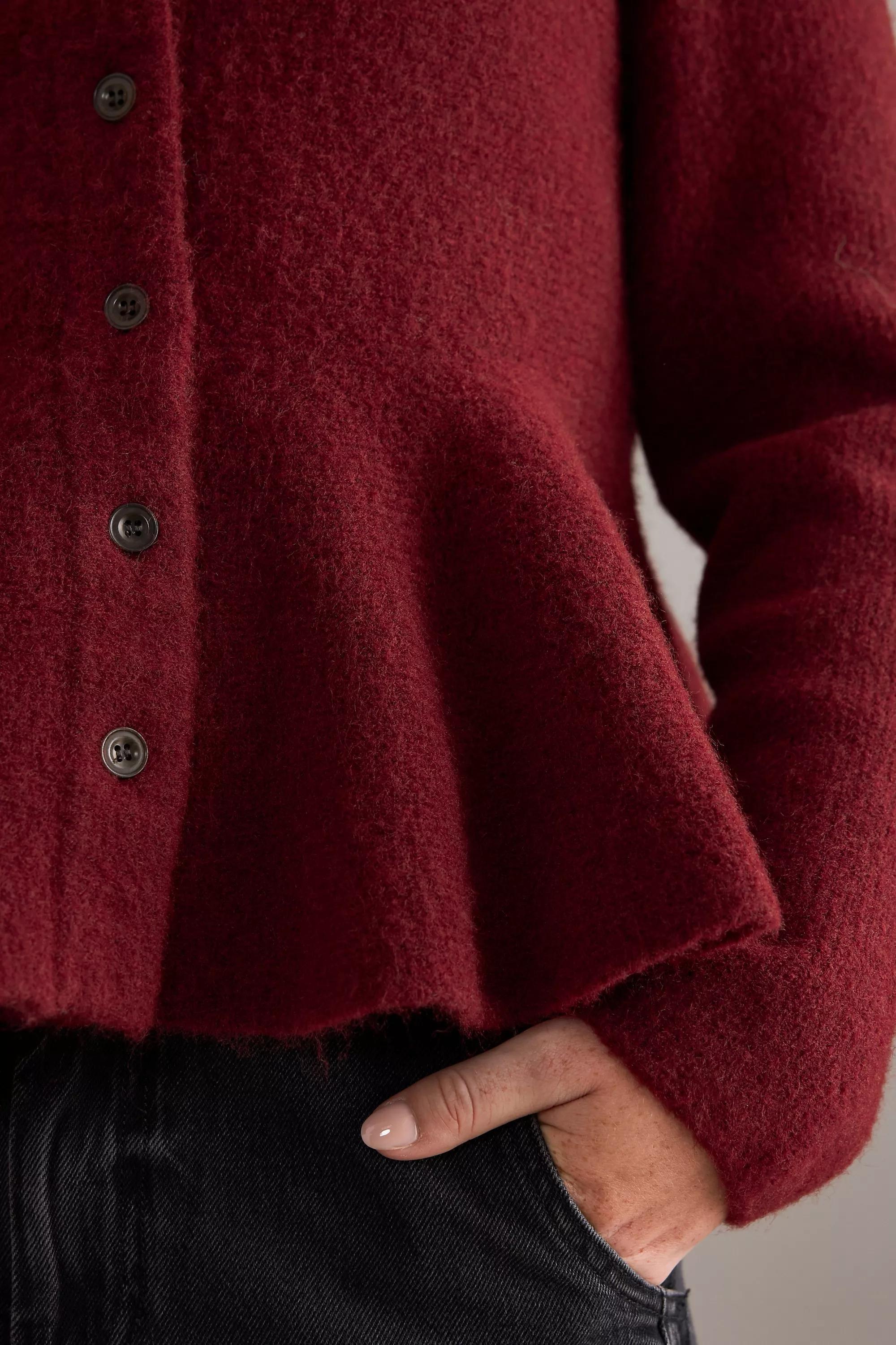 By Anthropologie Hourglass Peplum Cardigan, Red, A501_0061, large image number 6