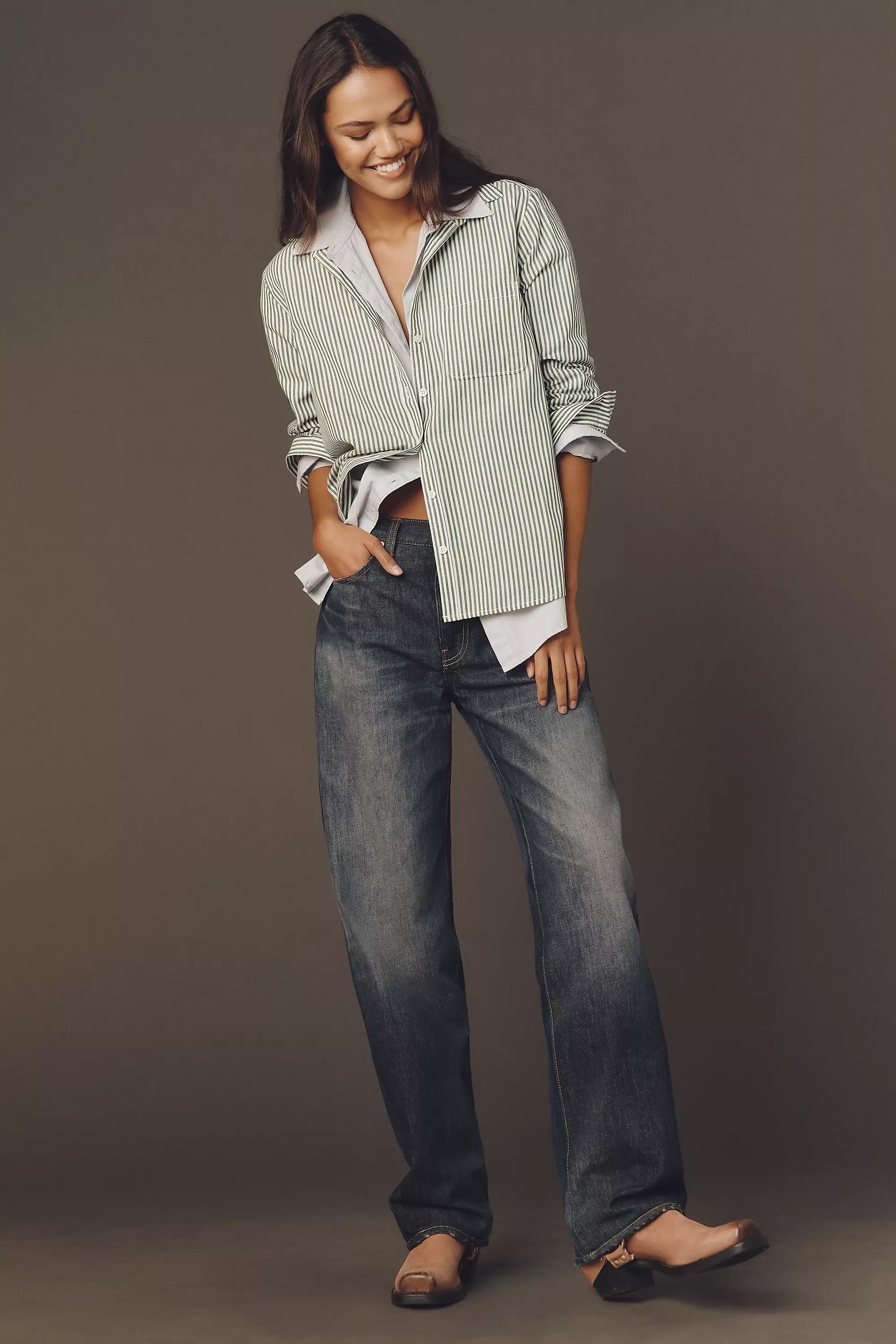 By Maeve Classic Button-down Shirt, Green, A501_0031, large image number 1