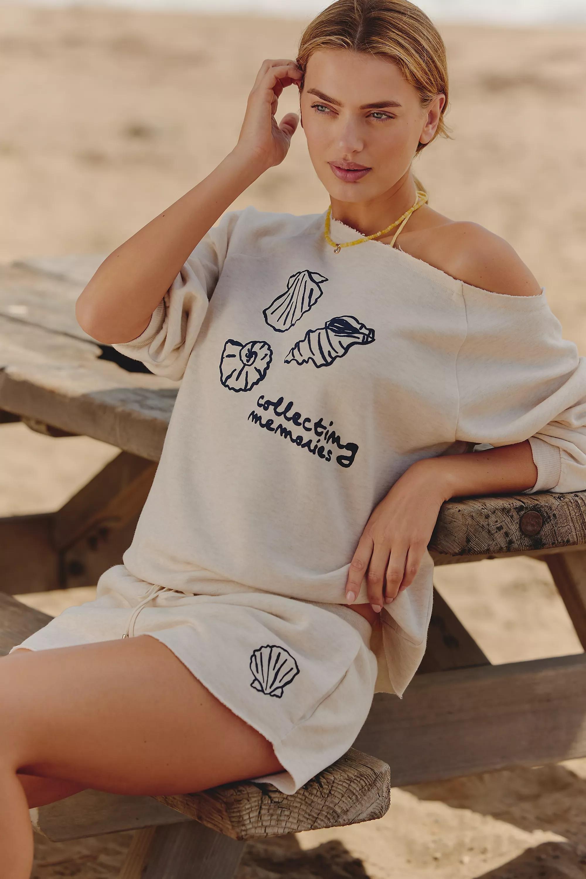 Agathe Marty X Celandine Off-Shoulder Icon Sweatshirt, White, A501_0012, medium