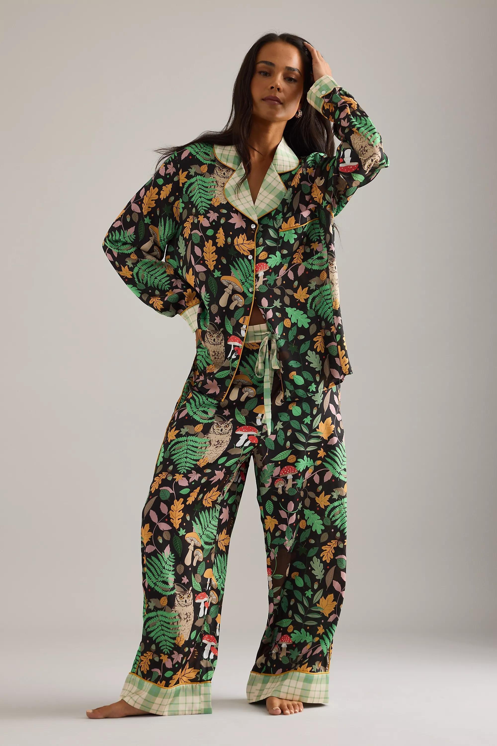 Karen Mabon Magic Forest Long Pyjama Set, Green, A501_0038, medium