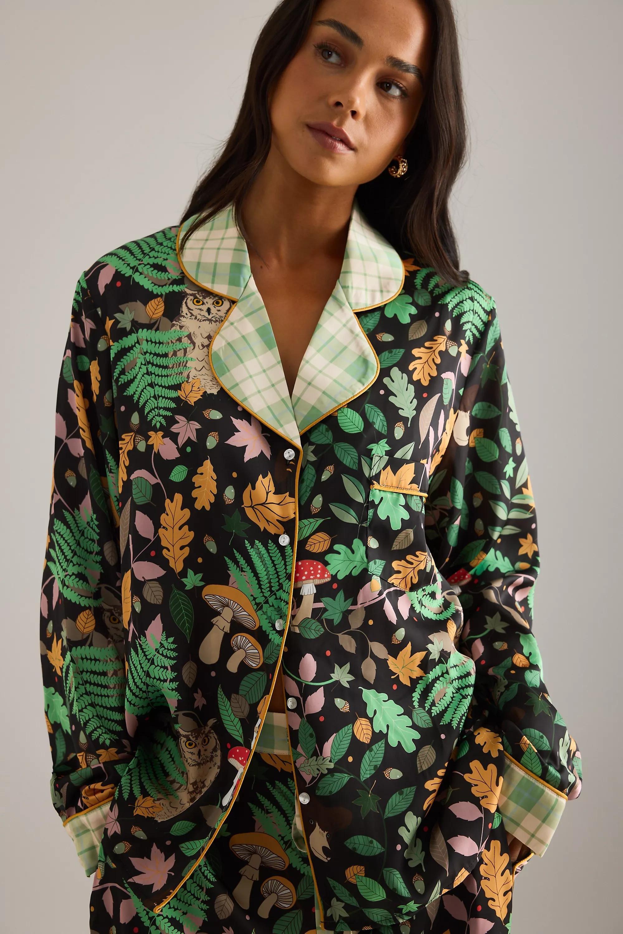 Karen Mabon Magic Forest Long Pyjama Set, Green, A501_0038, medium