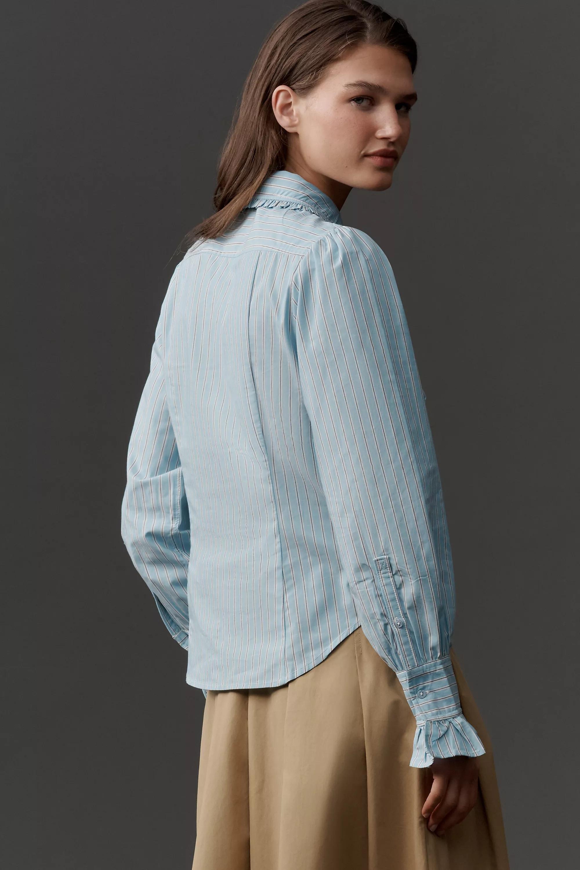 Stripe Maeve Necktie Oxford Buttondown Shirt, Blue, A501_0546, large image number 1