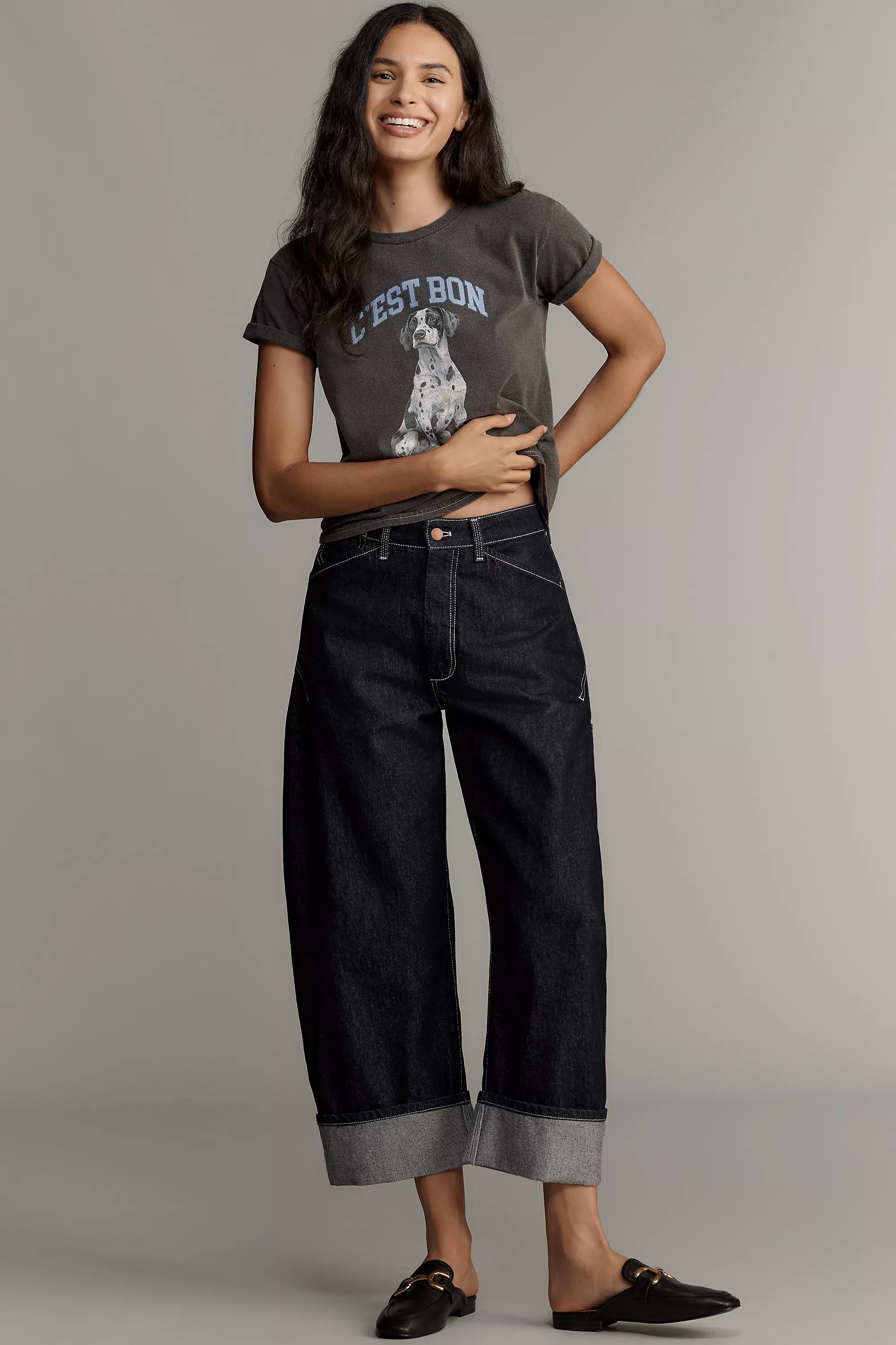 Navy Pilcro High-Rise Carpenter Barrel Jeans, Navy, A501_0091, medium