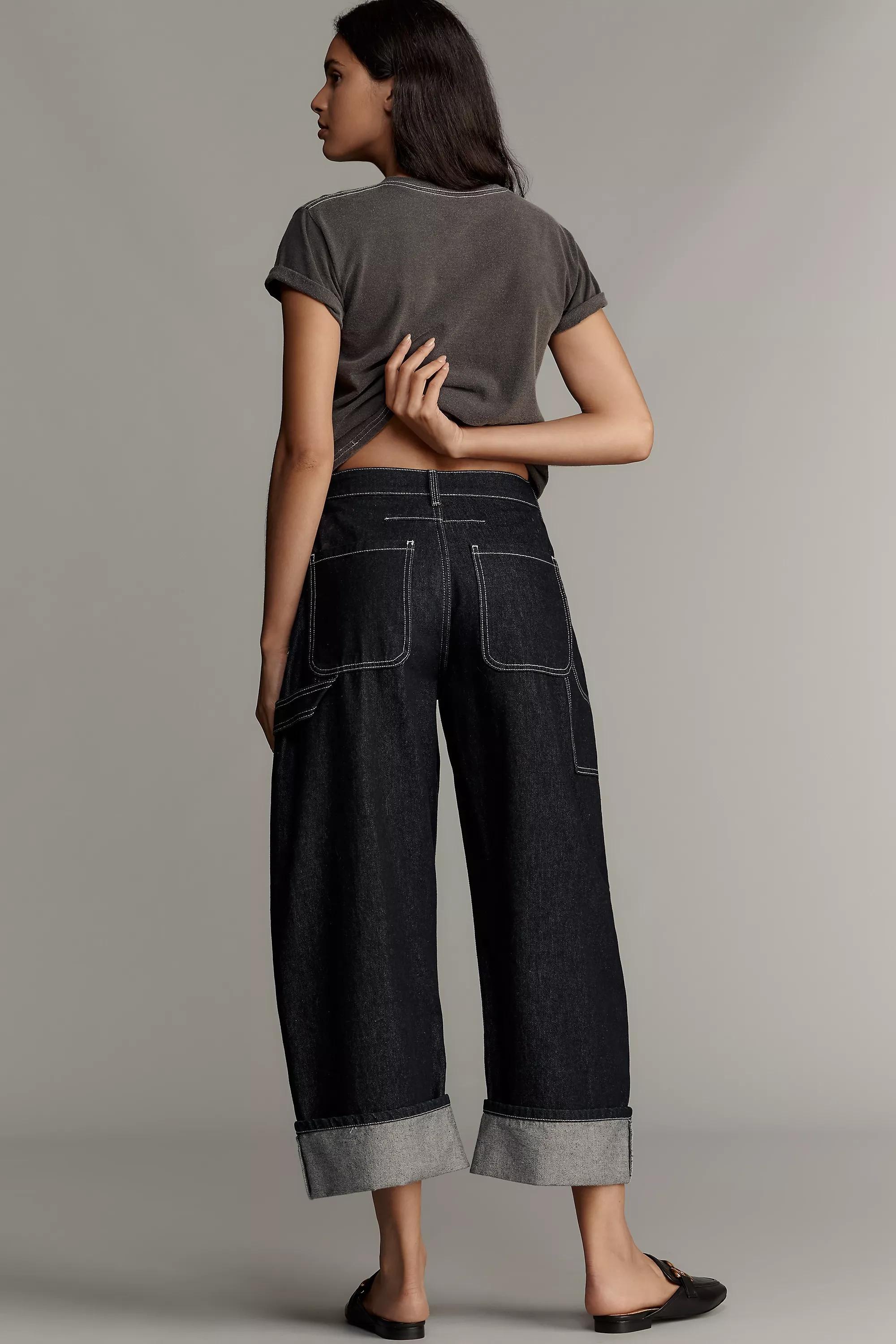 Navy Pilcro High-Rise Carpenter Barrel Jeans, Navy, A501_0091, large image number 3