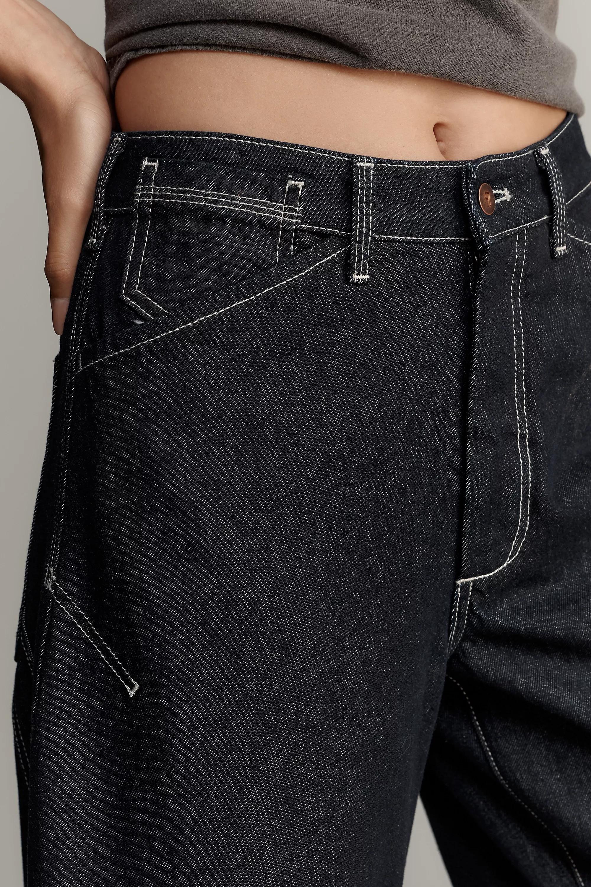 Navy Pilcro High-Rise Carpenter Barrel Jeans, Navy, A501_0091, large image number 4