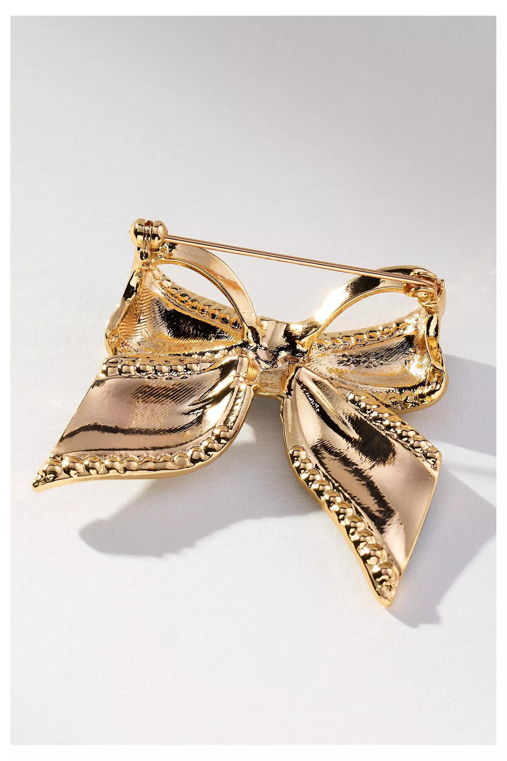 Crystal Bow Brooch, Blue, A501_0044, medium