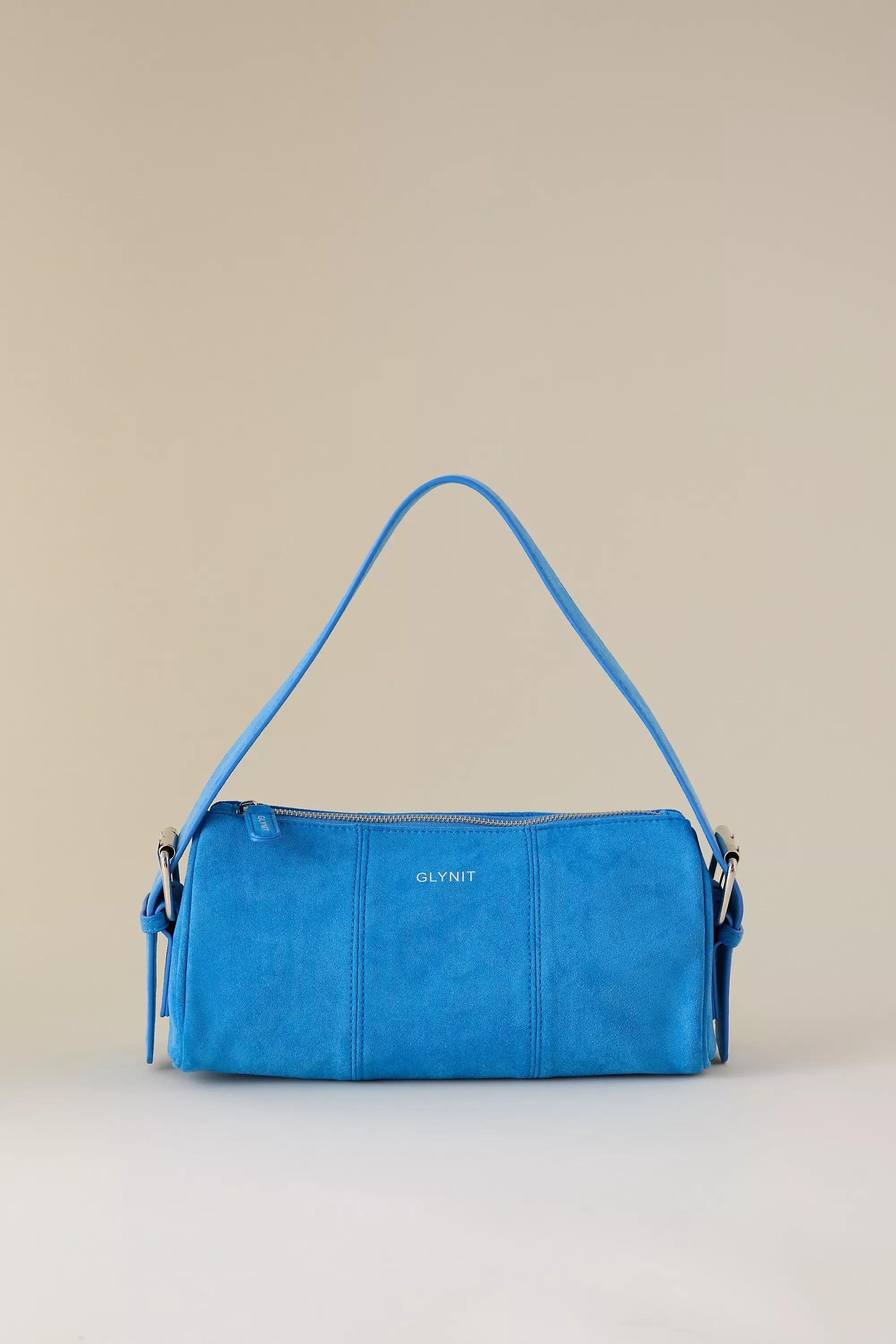 Glynit Posy Faux-Suede Shoulder Bag, Blue, A501_0040, large image number 0