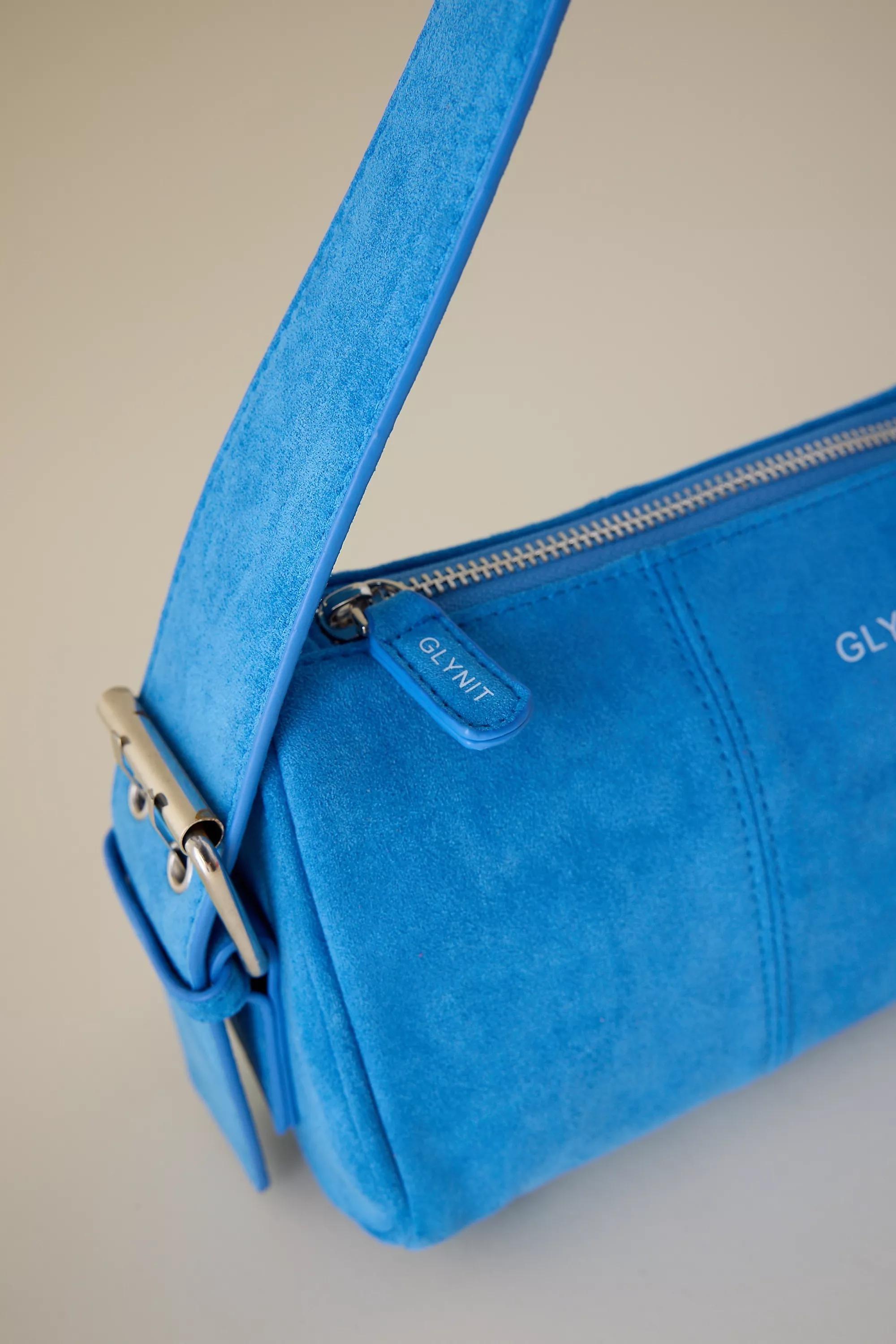 Glynit Posy Faux-Suede Shoulder Bag, Blue, A501_0040, large image number 1