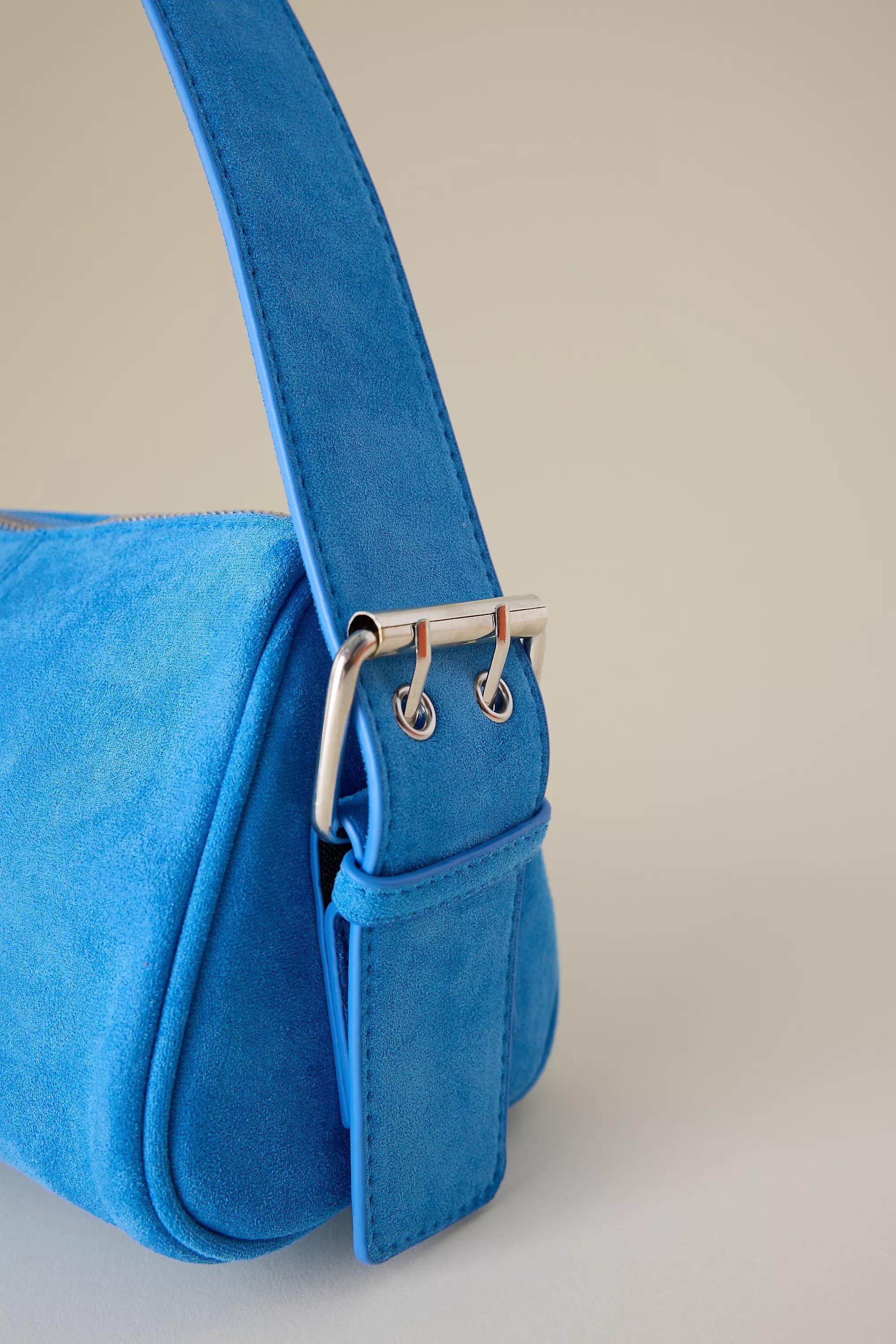 Glynit Posy Faux-Suede Shoulder Bag, Blue, A501_0040, large image number 2