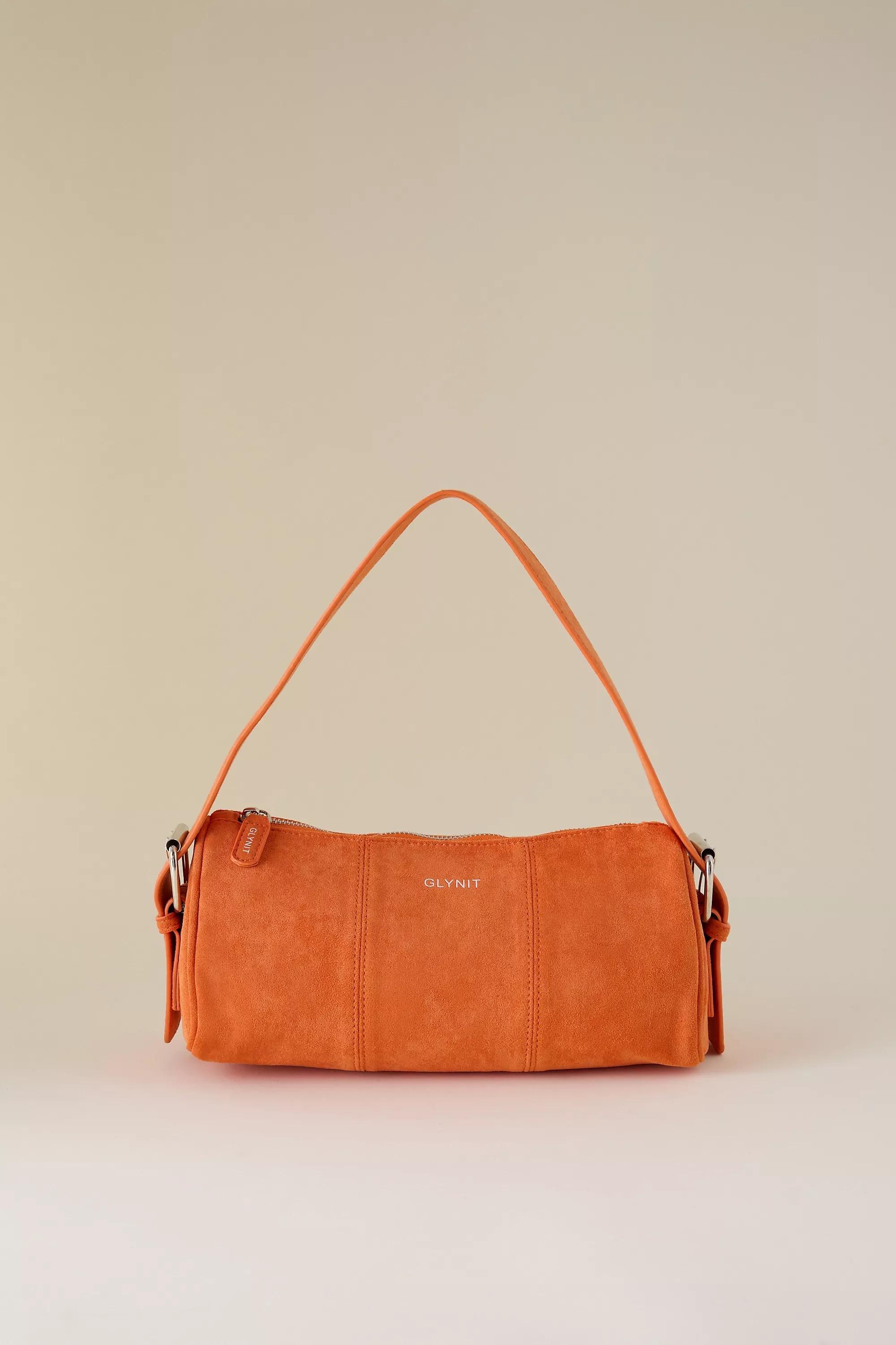 Glynit Posy Faux-Suede Shoulder Bag, Orange, A501_0080, large image number 0