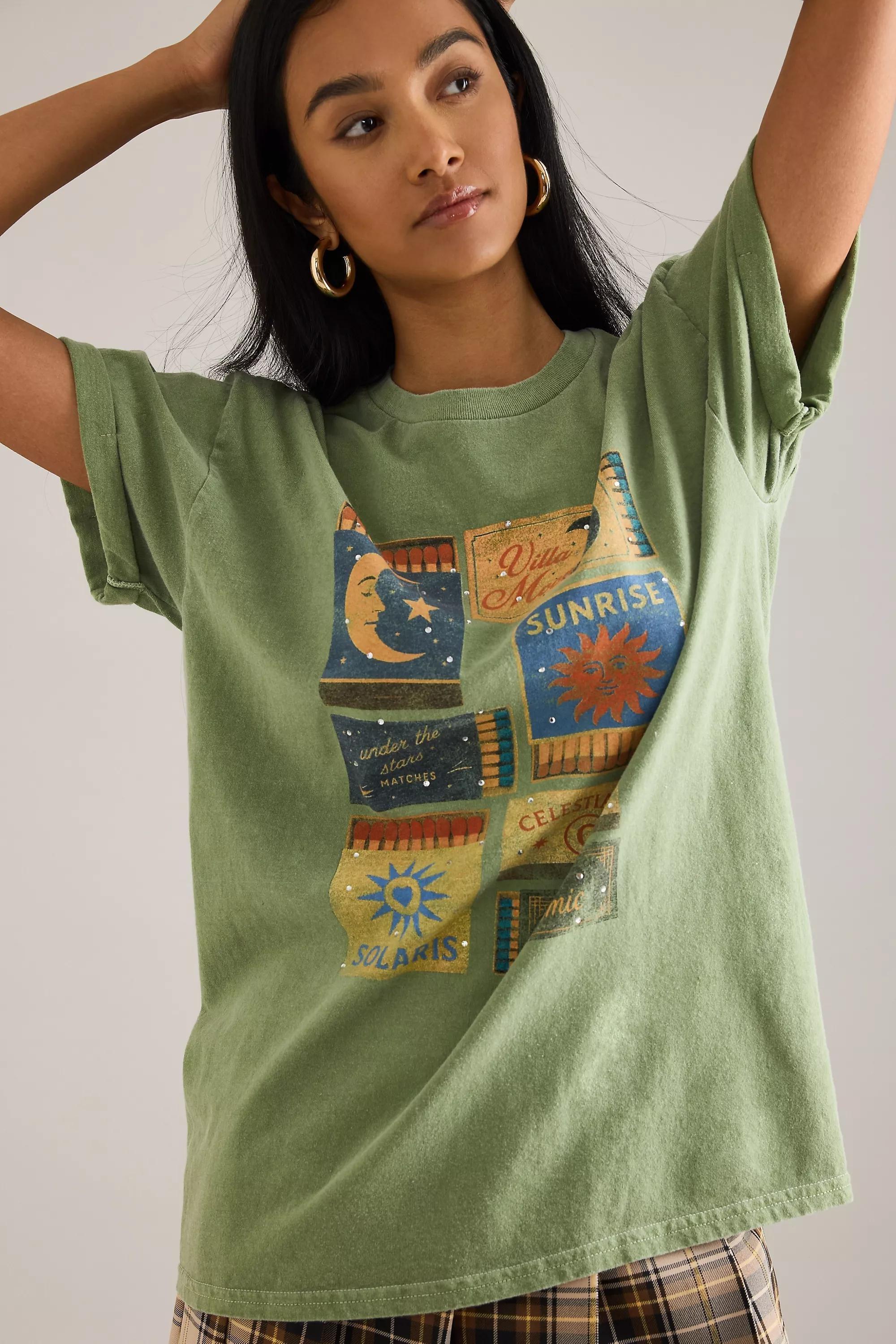 By Anthropologie Celestial Boyfriend T-Shirt, Green, , large image number 2