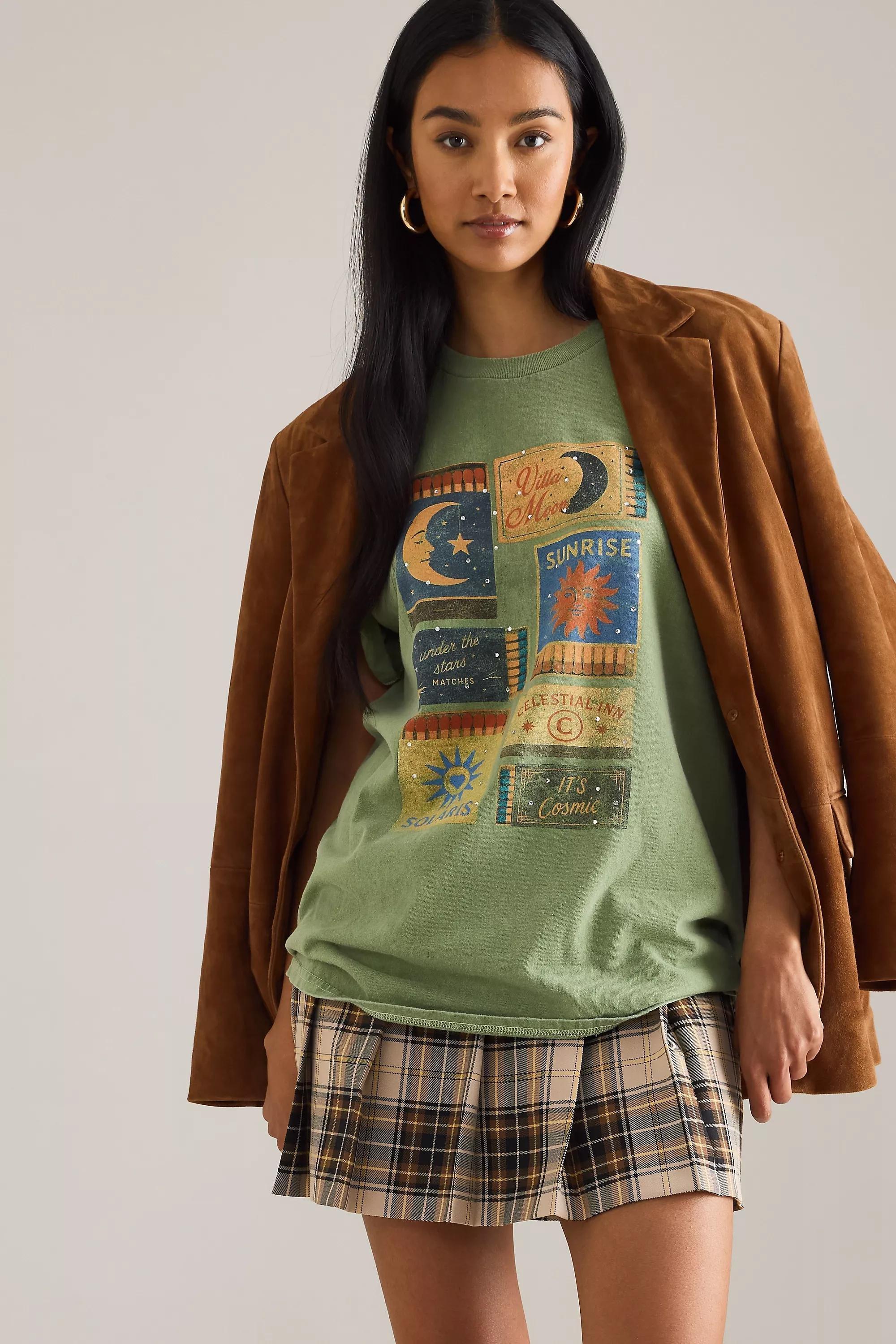 By Anthropologie Celestial Boyfriend T-Shirt, Green, , large image number 3
