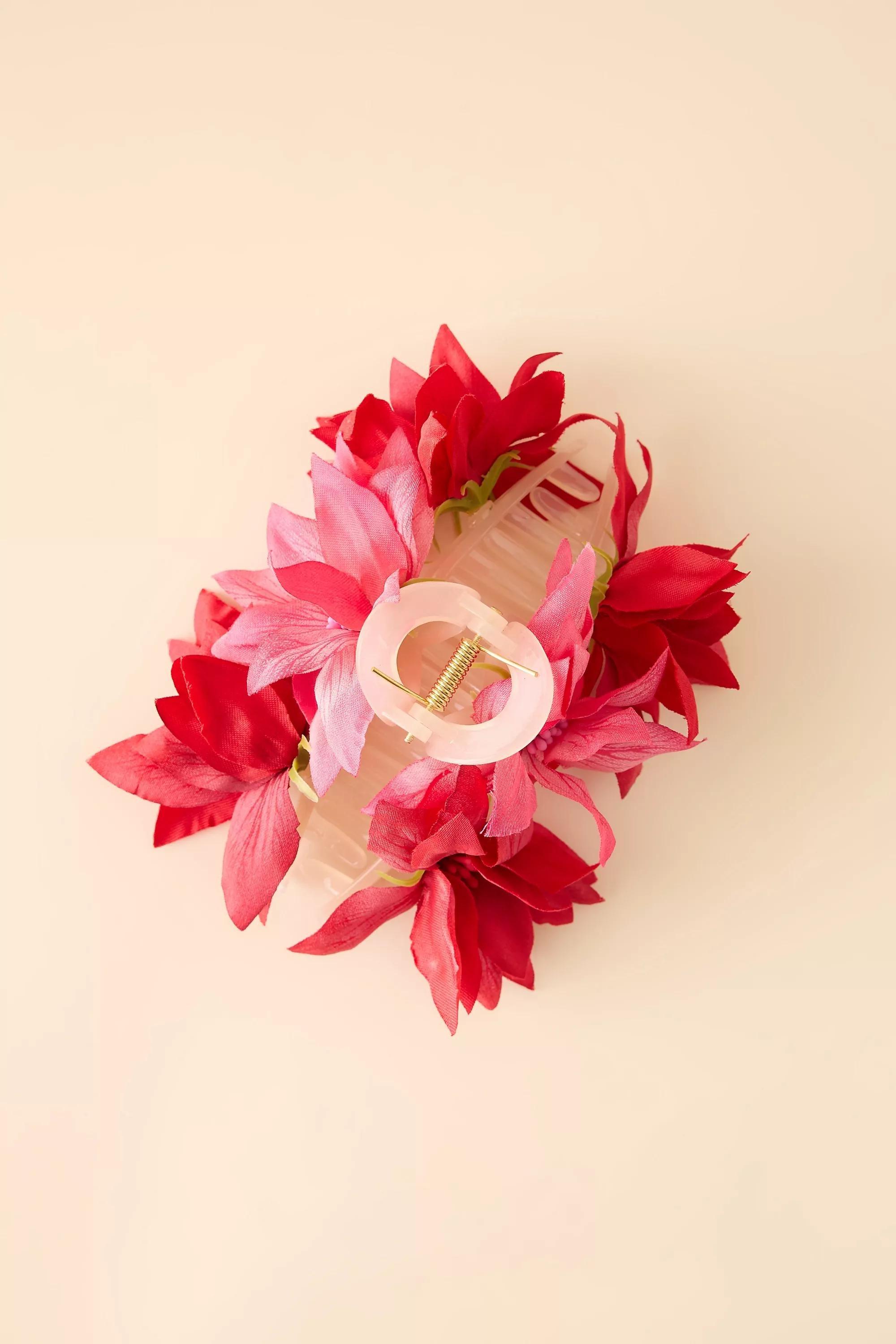 The Lily Flower Hair Claw Clip, Red, A501_0060, large image number 0