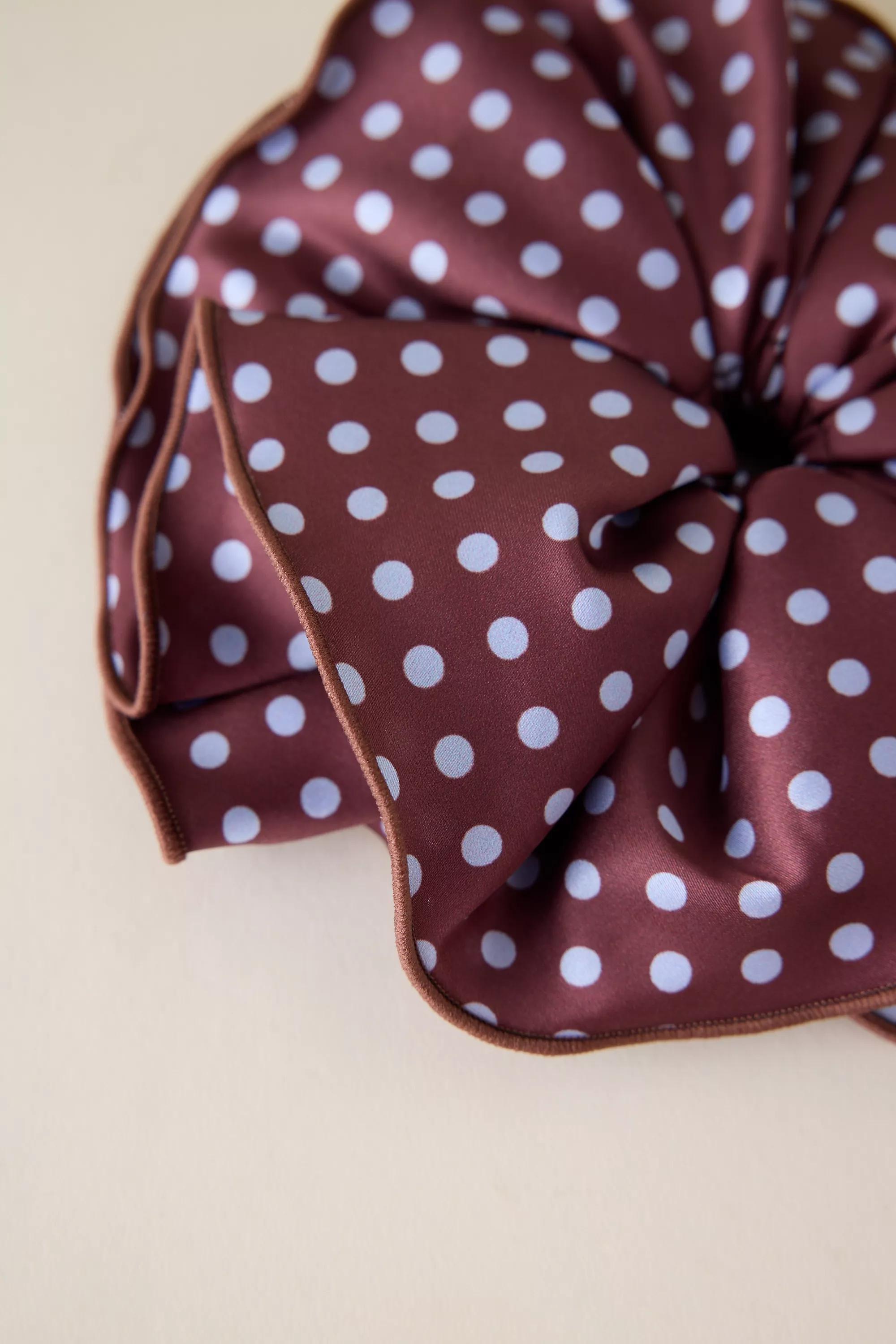 Polka Dot Satin Hair Scrunchie, Purple, A501_0000, large image number 1