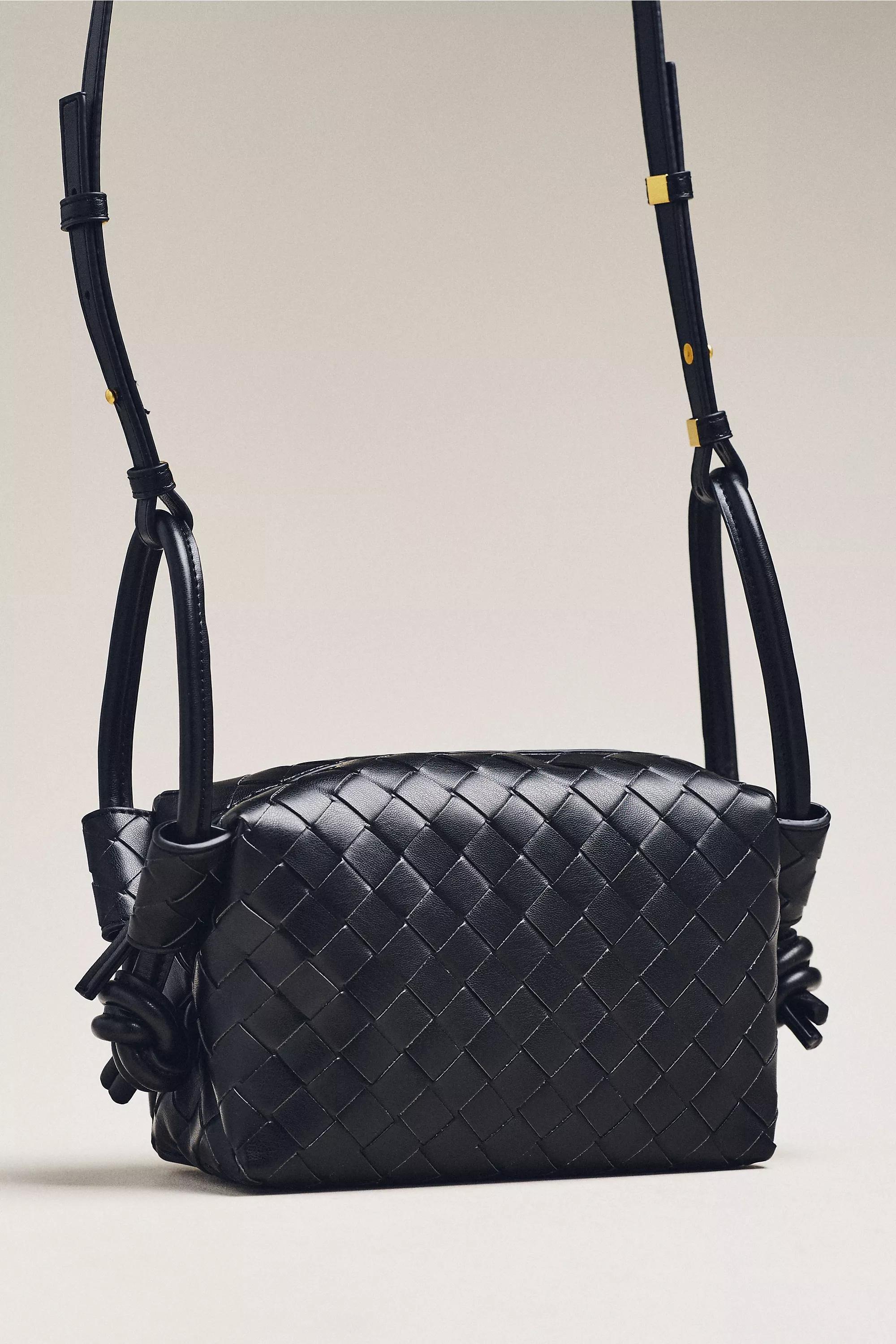 Loop-Strap Woven Crossbody Bag, Black, A501_0001, large image number 0