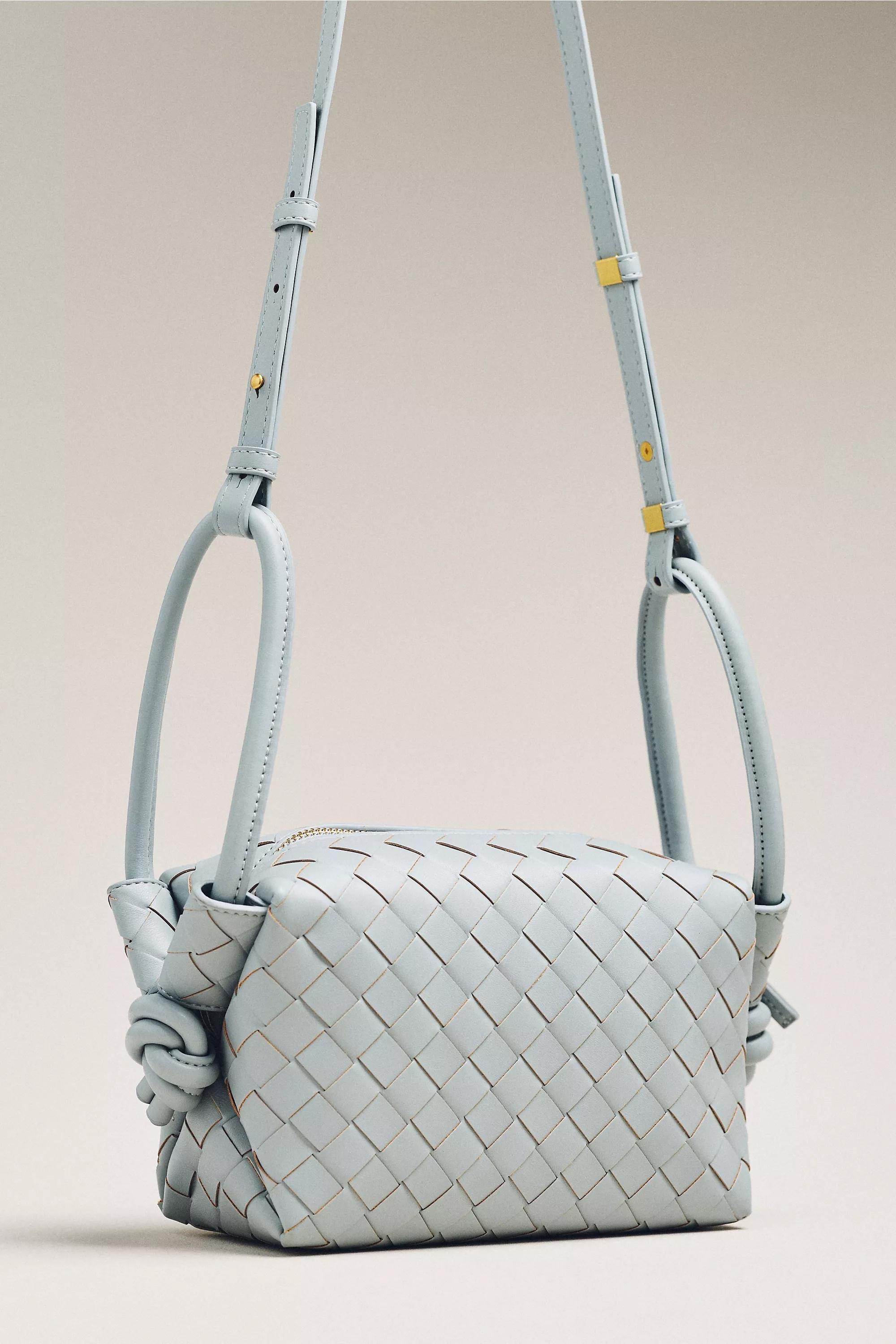 Loop-Strap Woven Crossbody Bag, Blue, Blue, medium