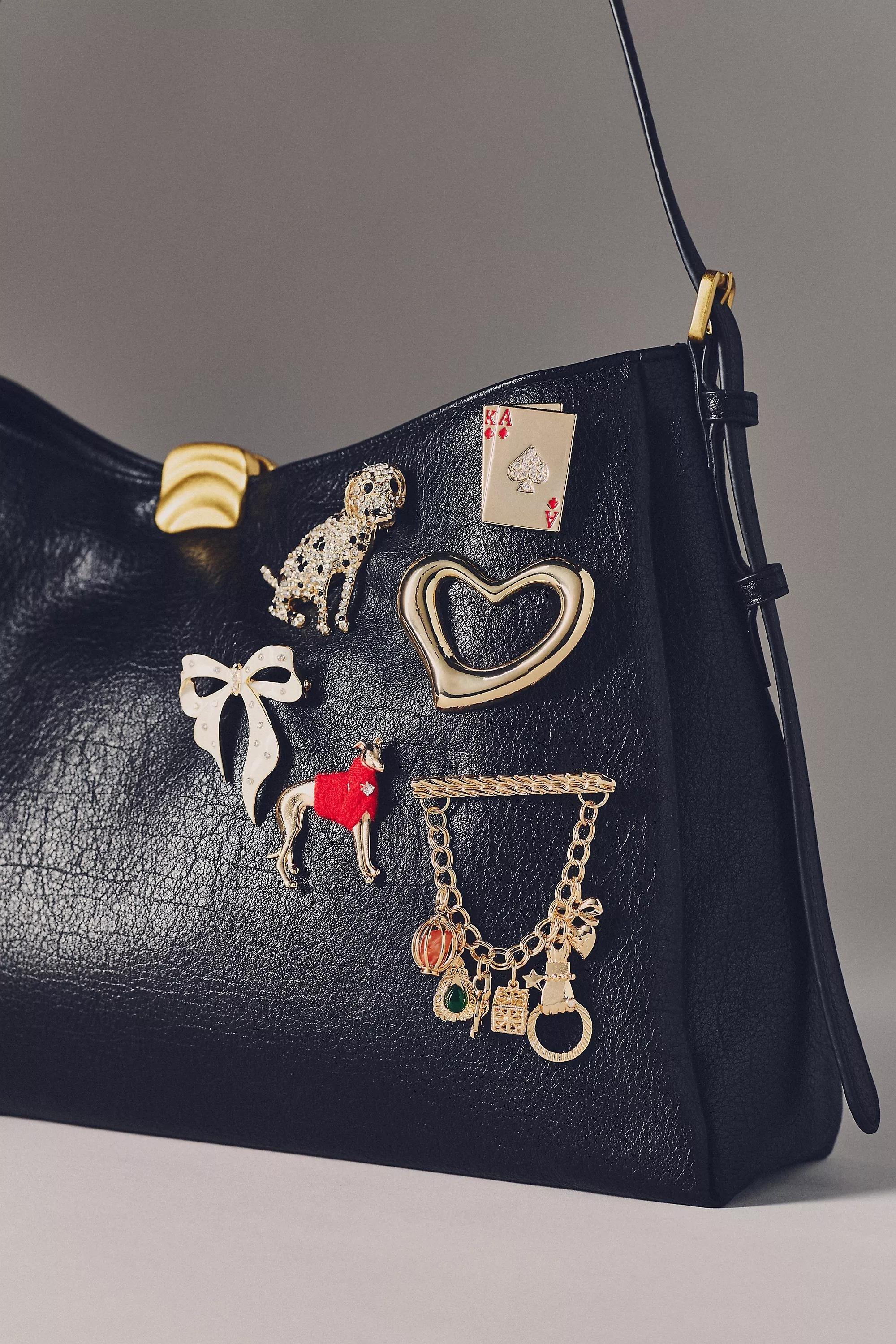 BLACK Foldover Slouchy Buckle Shoulder Bag, A501_0001, large image number 1