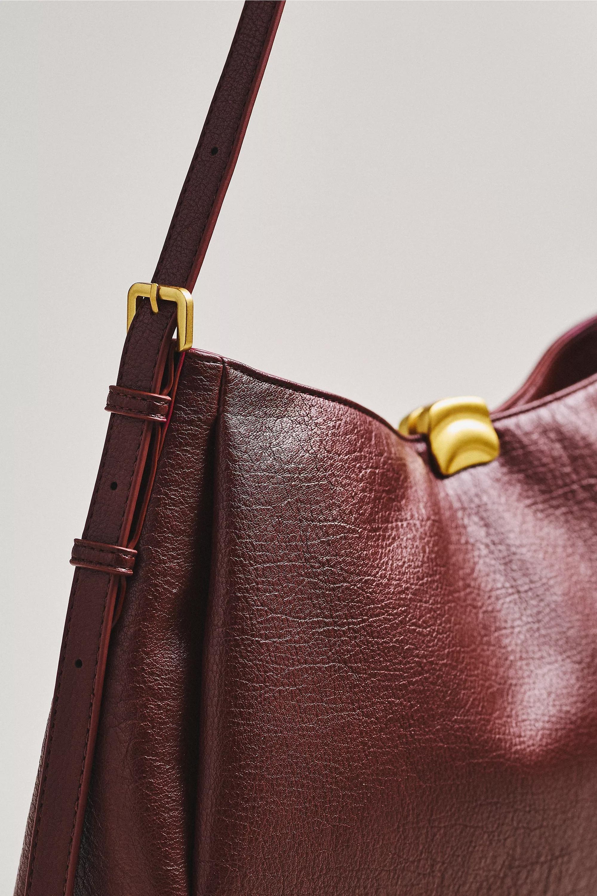 Foldover Slouchy Buckle Shoulder Bag, Purple, A501_0052, medium