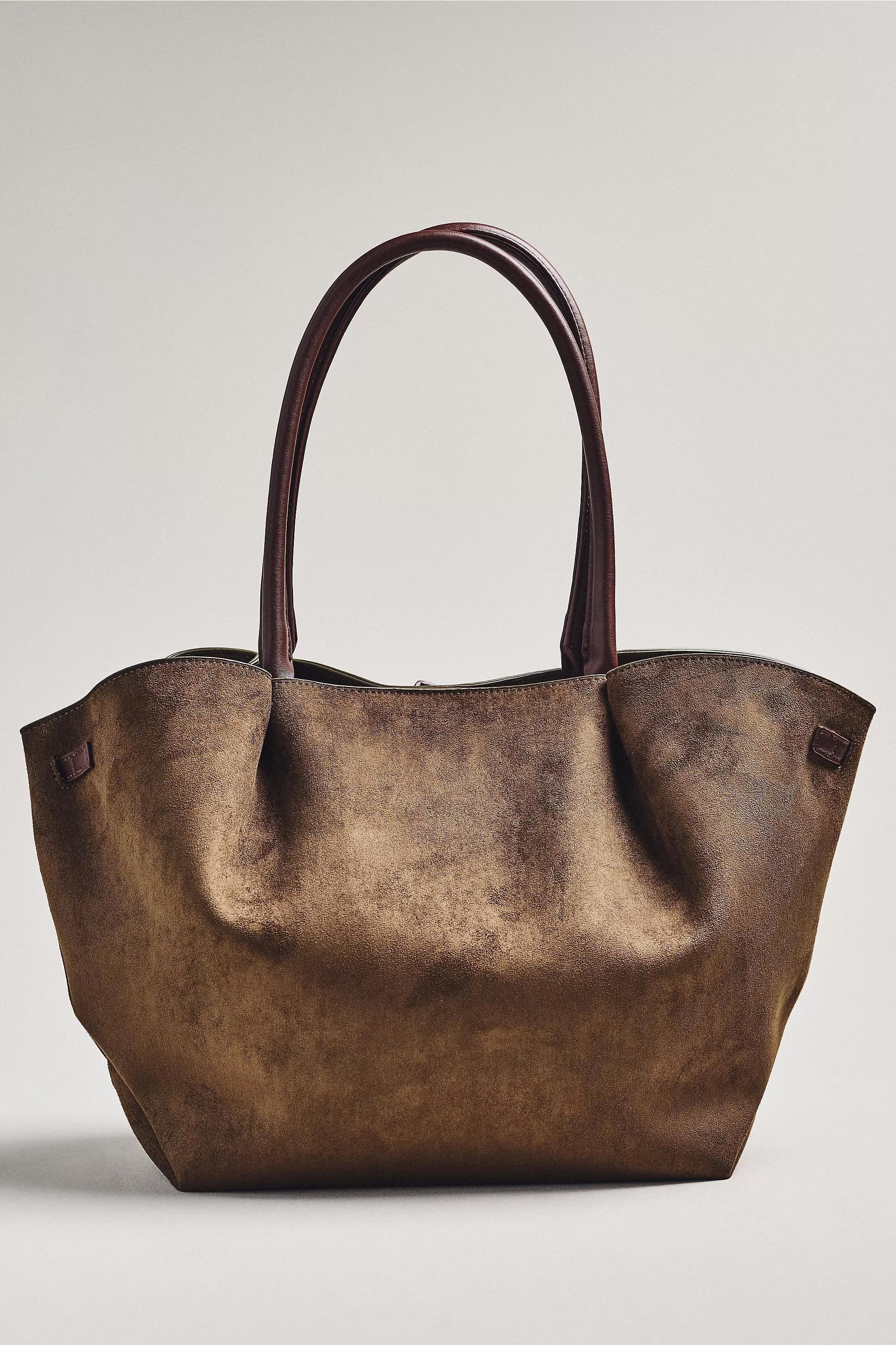 By Anthropologie Faux-Suede Belted Tote Bag, Brown, A501_0037, large image number 1
