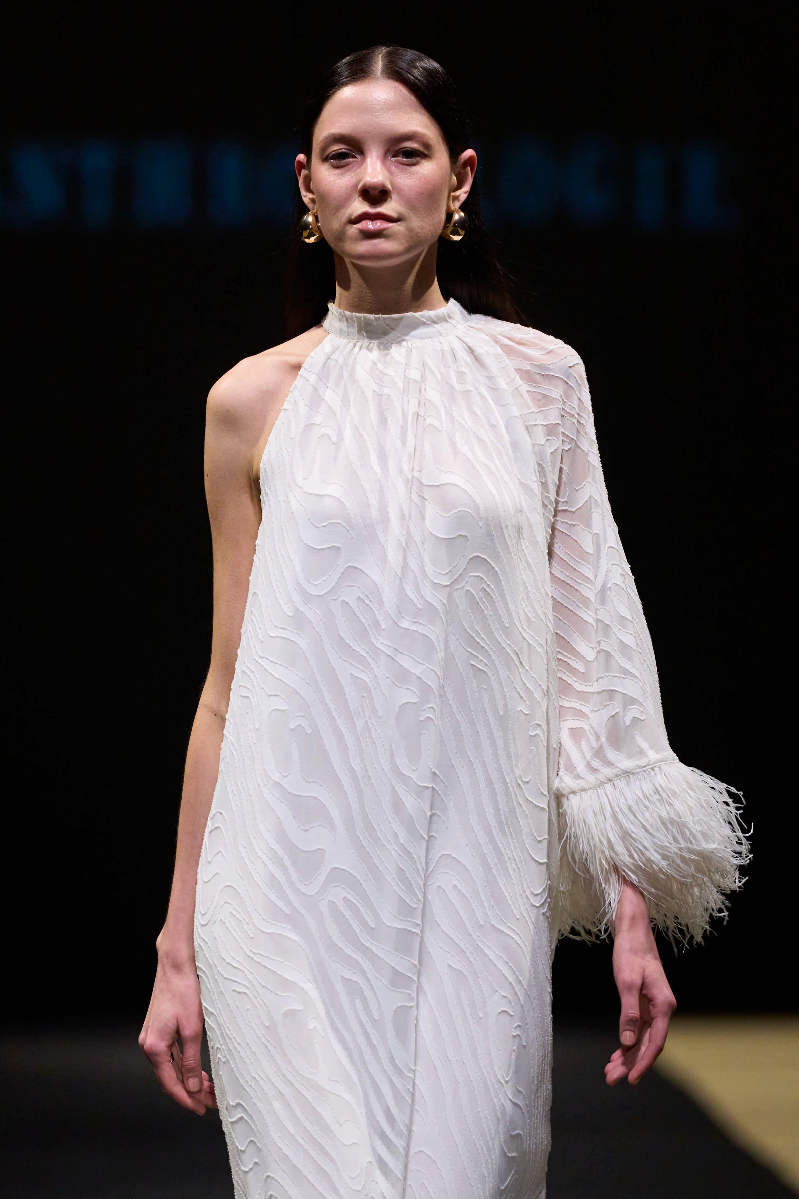 By Anthropologie Halter Feather-Cuff Maxi Dress, White, A501_0010, large image number 1