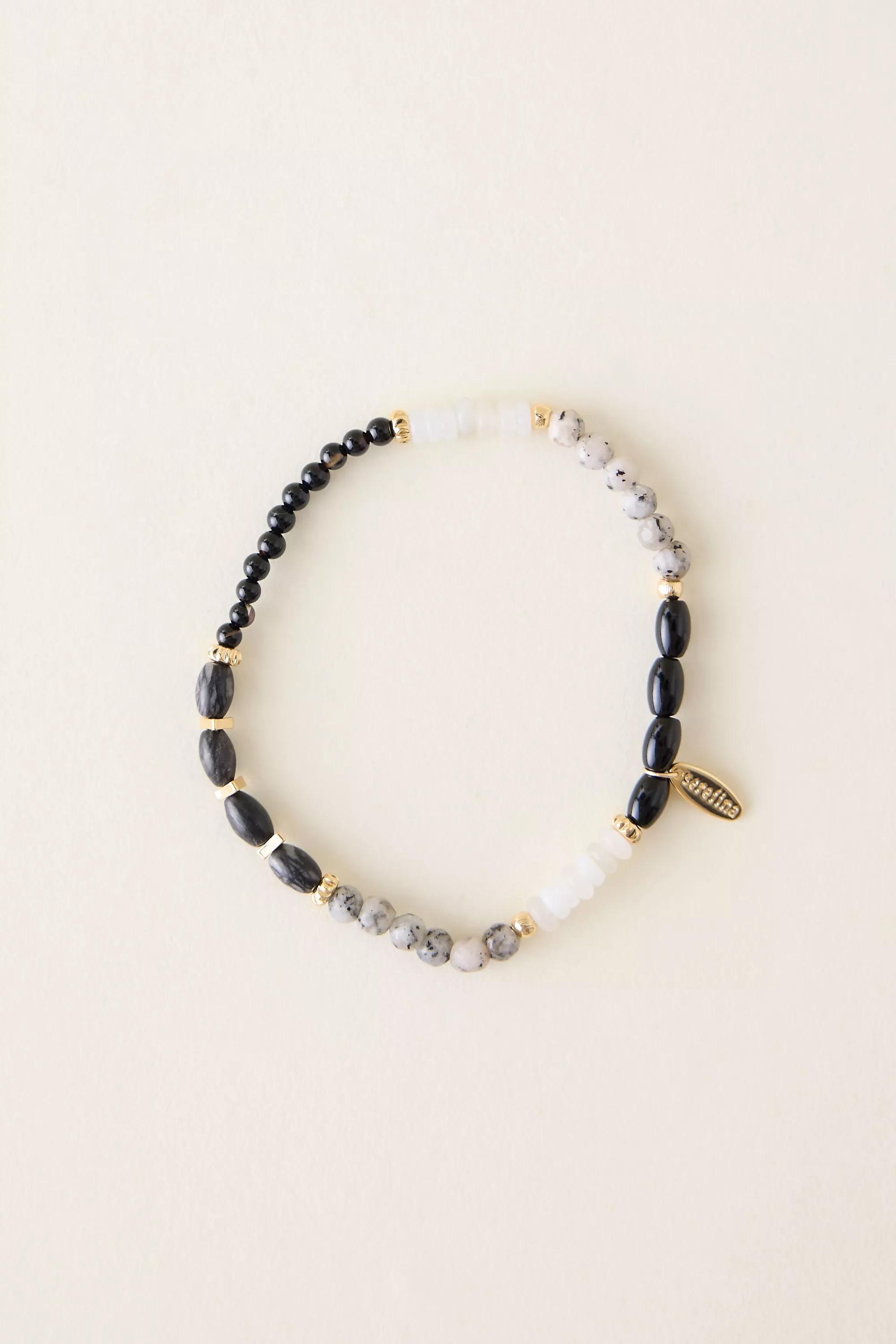 Beaded Stretch Bracelet, Black, A501_0001, large image number 4