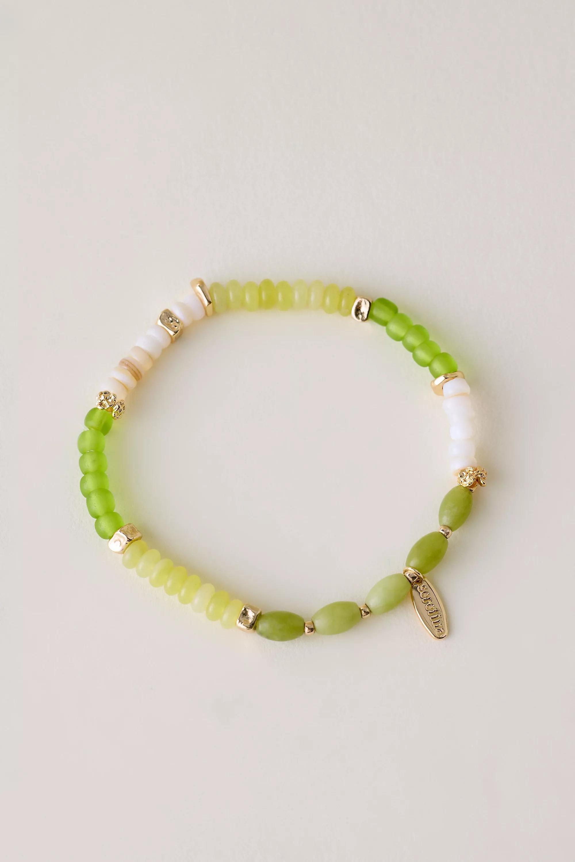 Beaded Stretch Bracelet, Yellow, A501_0034, large image number 0