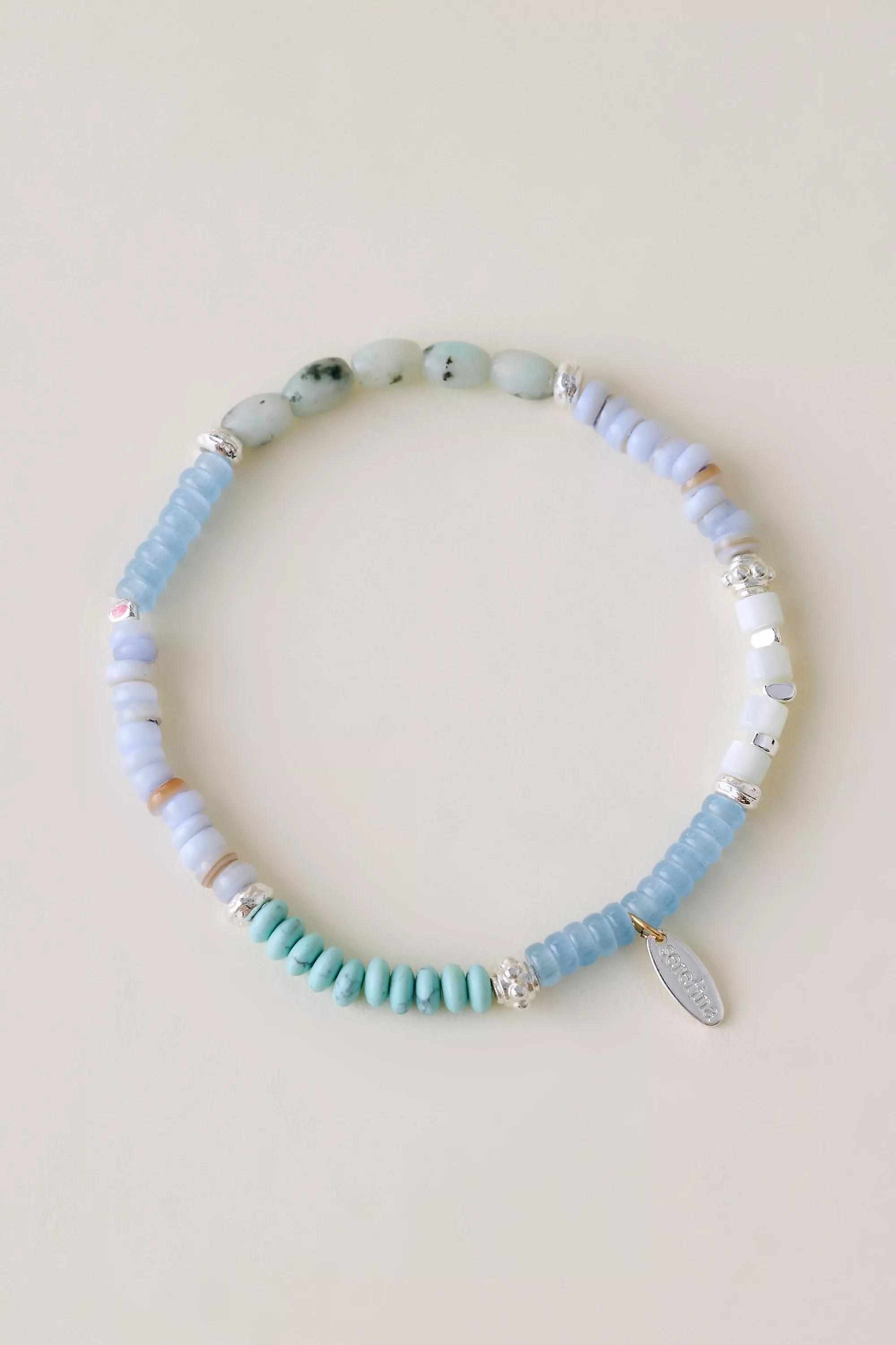 Beaded Stretch Bracelet, Blue, A501_0048, large image number 0