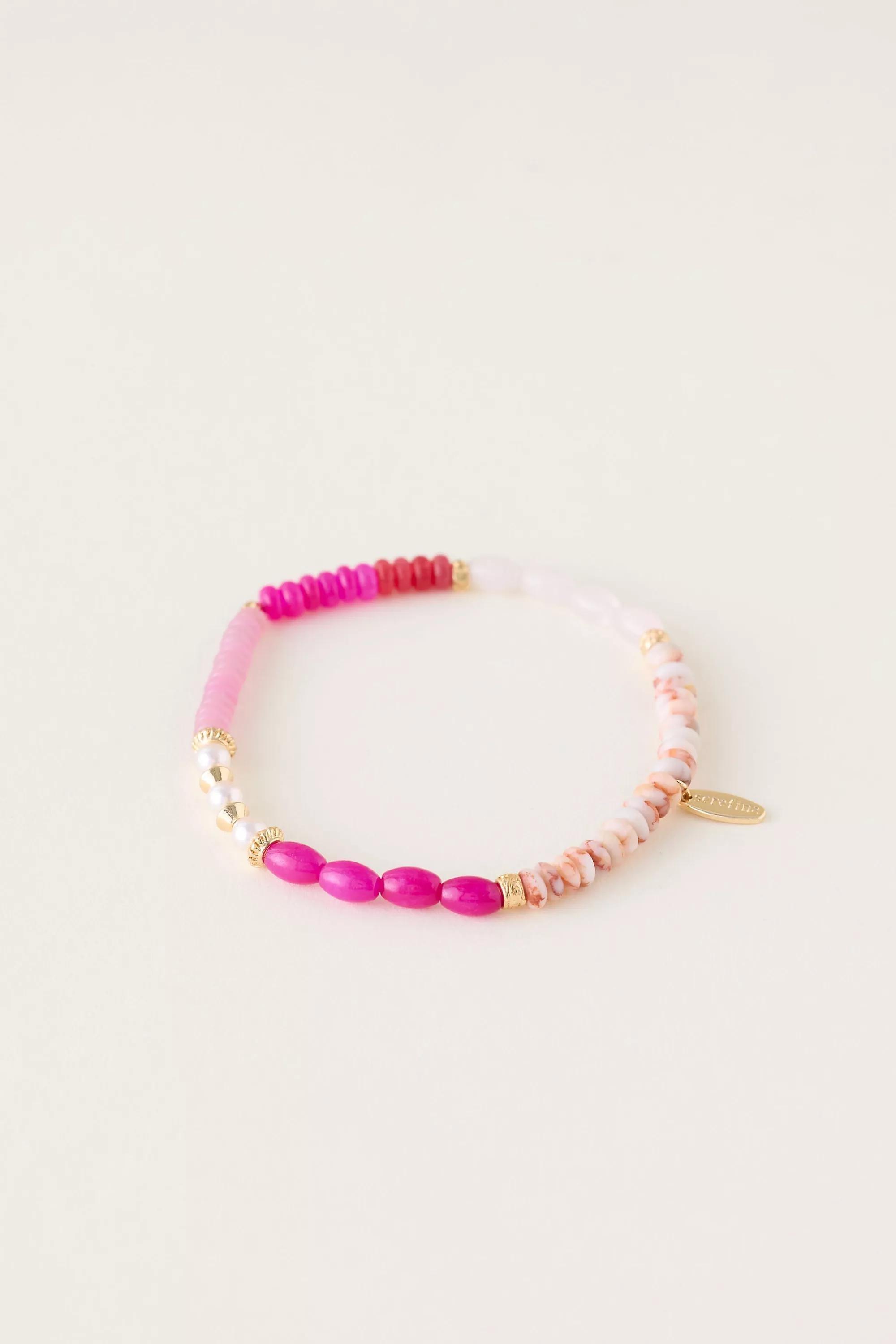 Beaded Stretch Bracelet, Pink, Pink, large image number 1