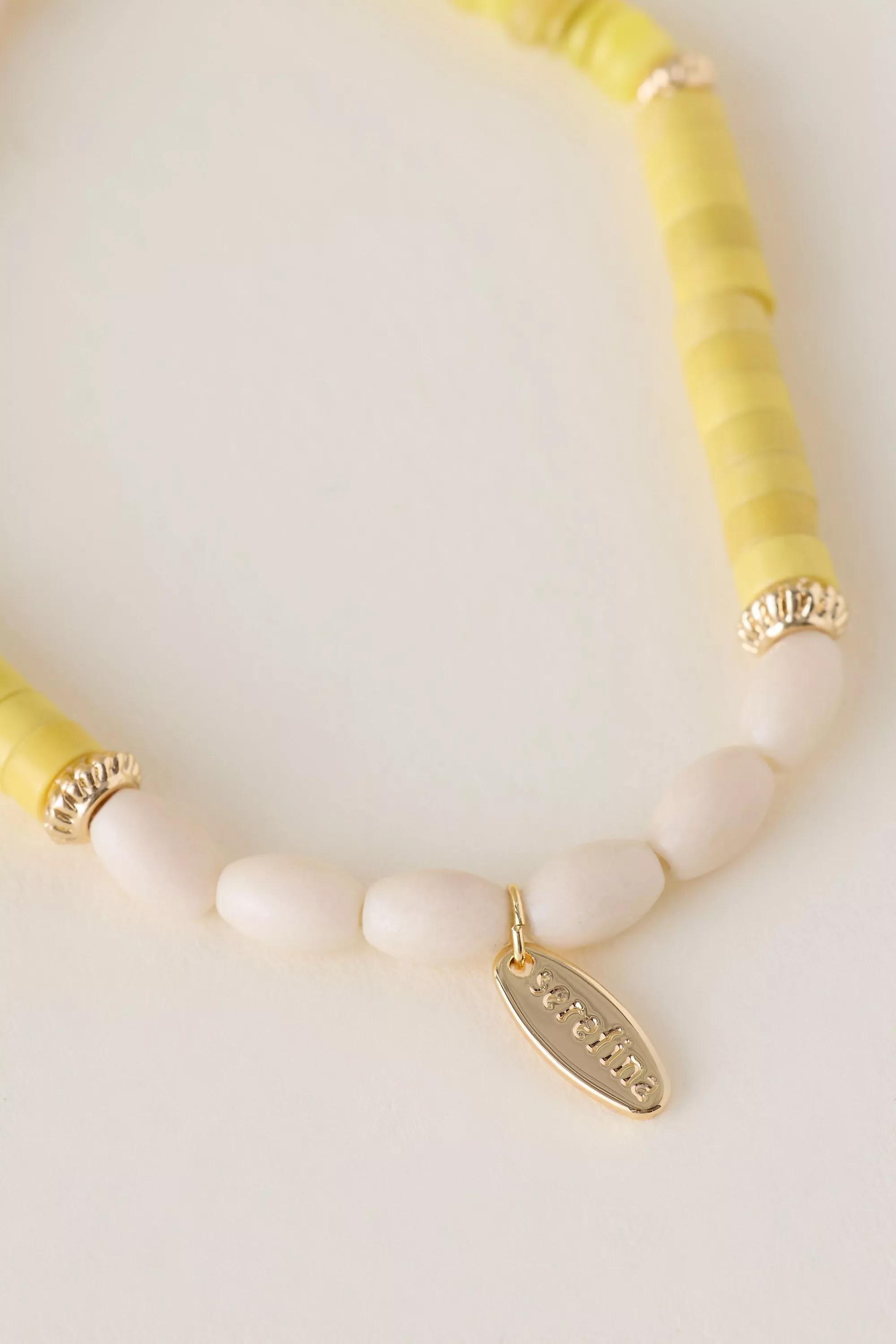 Beaded Stretch Bracelet, Yellow, A501_0072, large image number 2