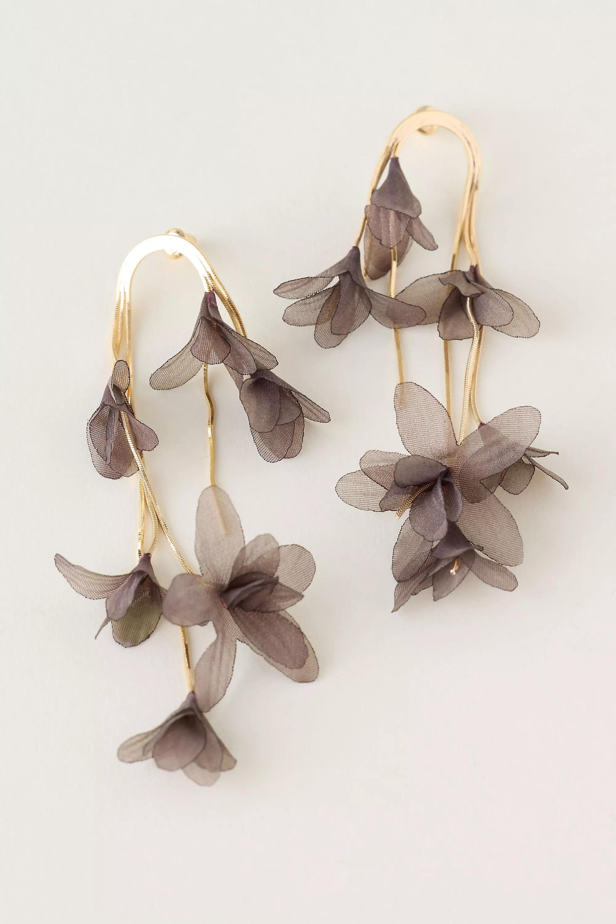Flutter Flower Drop Earrings, Brown, A501_0021, medium