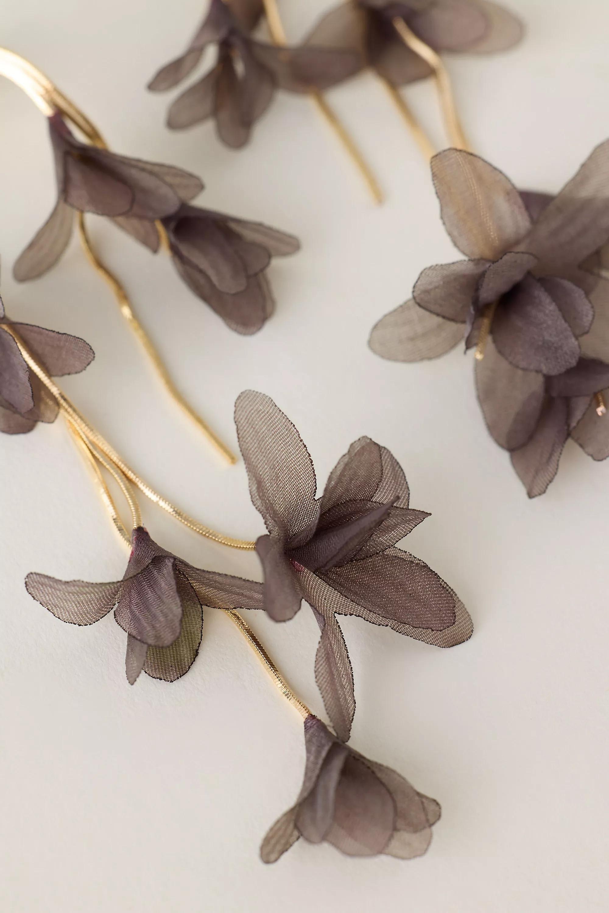 Flutter Flower Drop Earrings, Brown, A501_0021, large image number 1