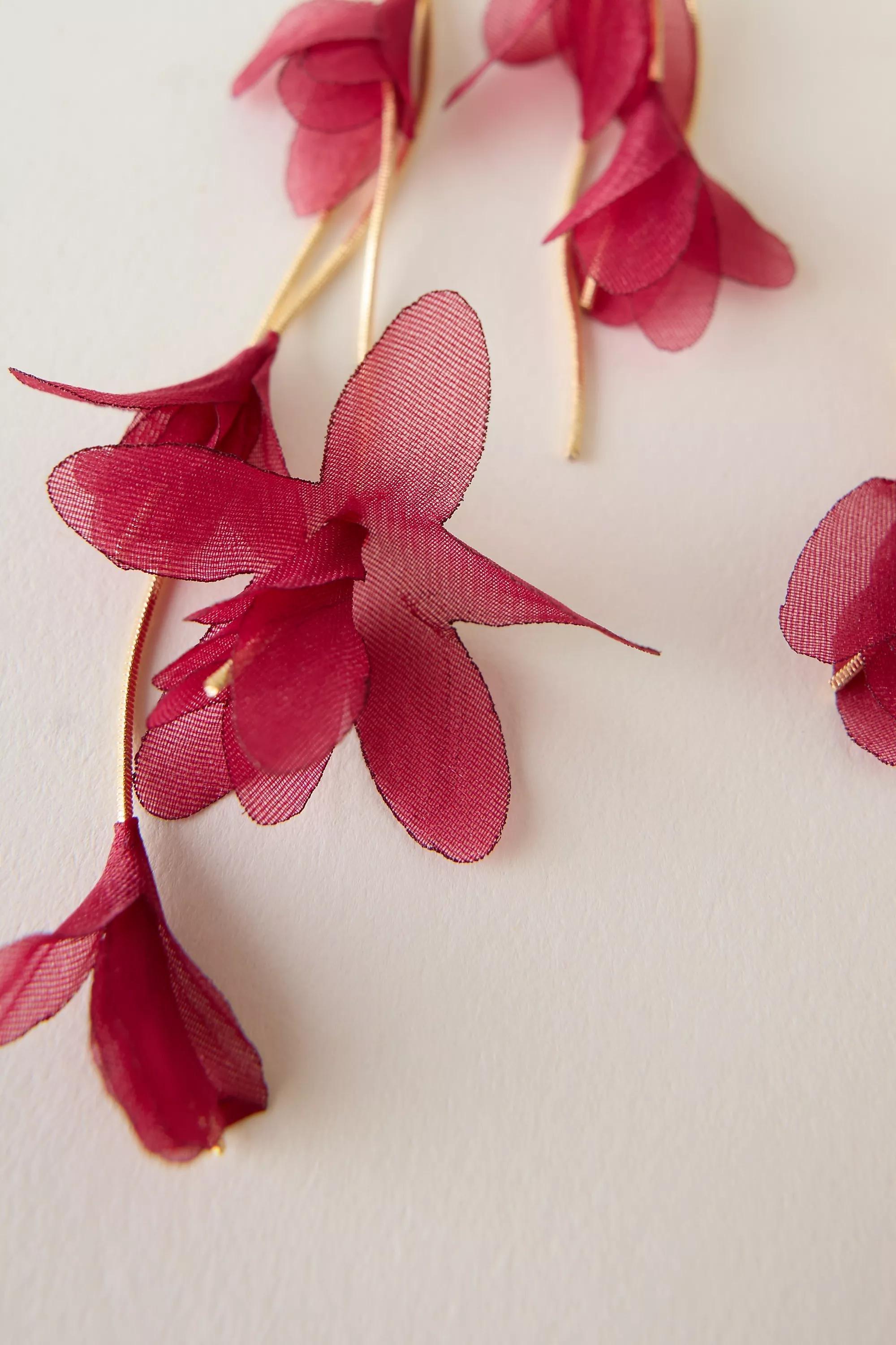 WINE Flutter Flower Drop Earrings, A501_0061, large image number 2