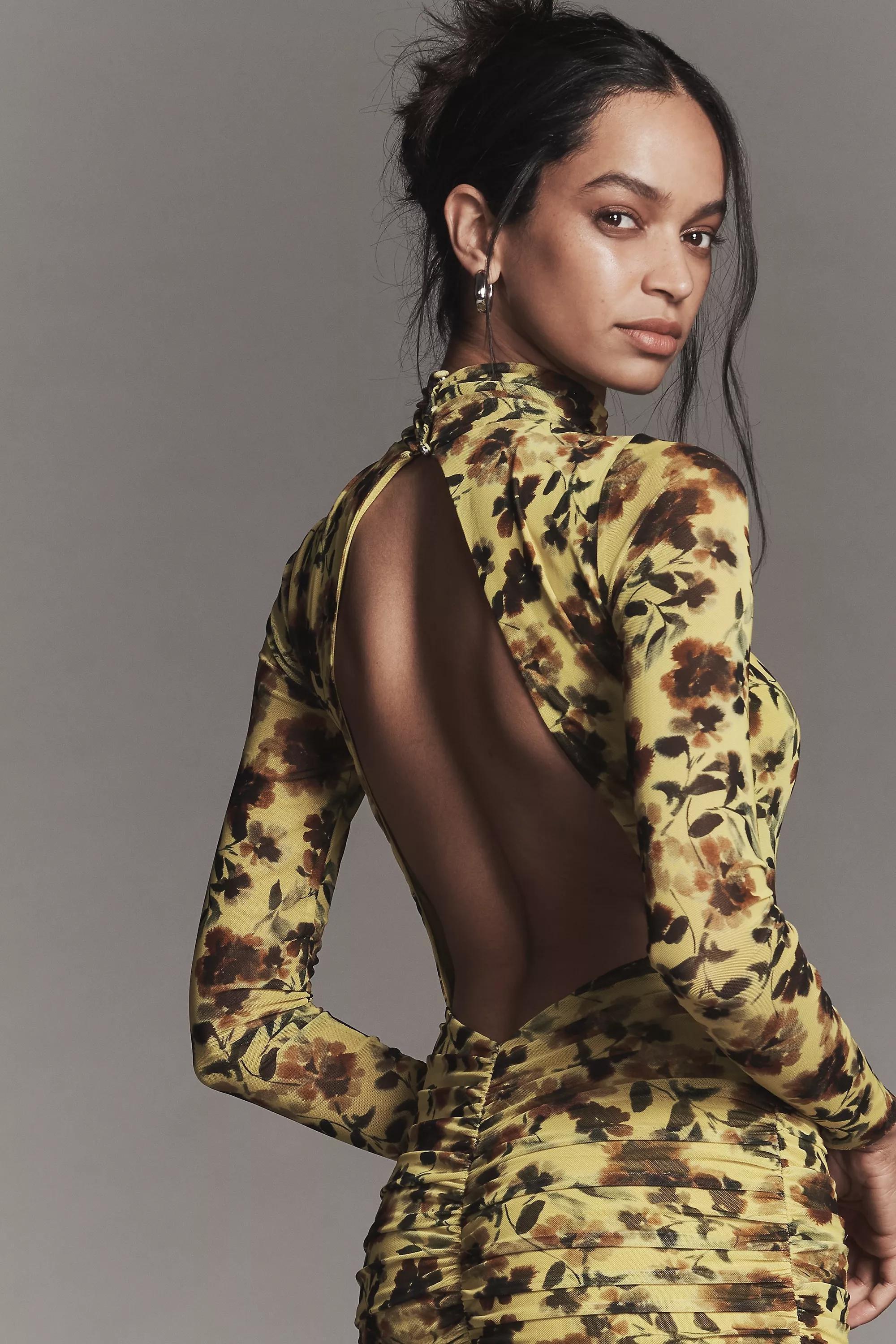 By Afrm Cruz Long-Sleeve Mock-Neck Maxi Dress, Yellow, A501_0079, large image number 2