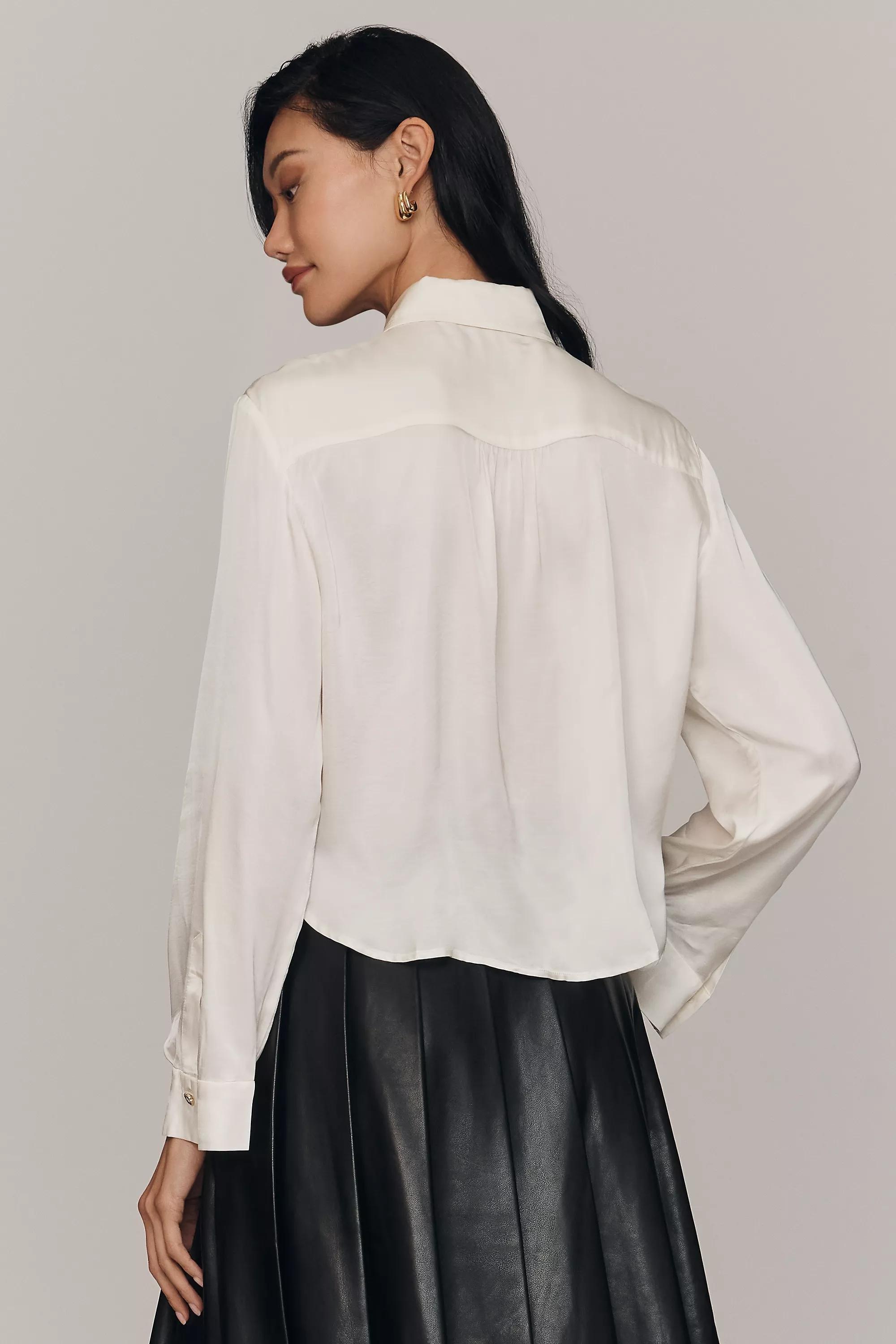 Ivory Maeve Silky Crop Shirt, A501_0011, large image number 1