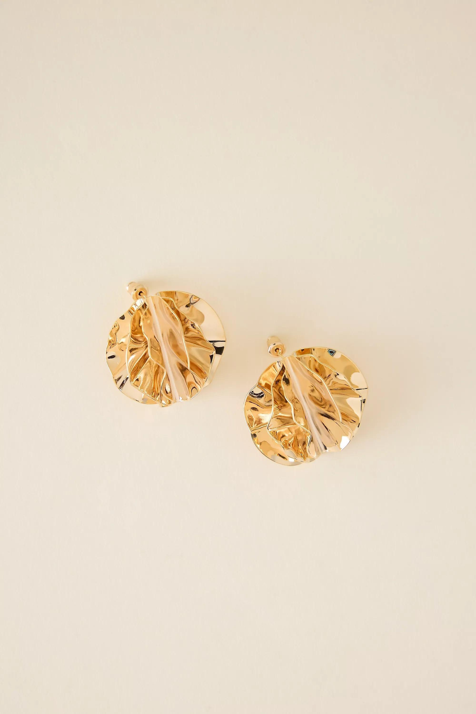 Scrunch Ball Post Earrings, Gold, A501_0070, large image number 1