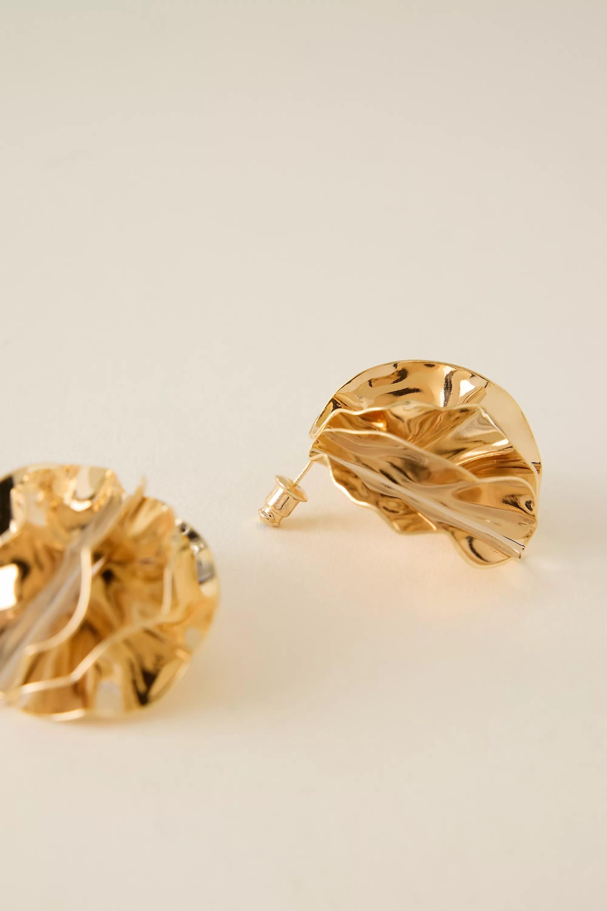 Scrunch Ball Post Earrings, Gold, A501_0070, large image number 2