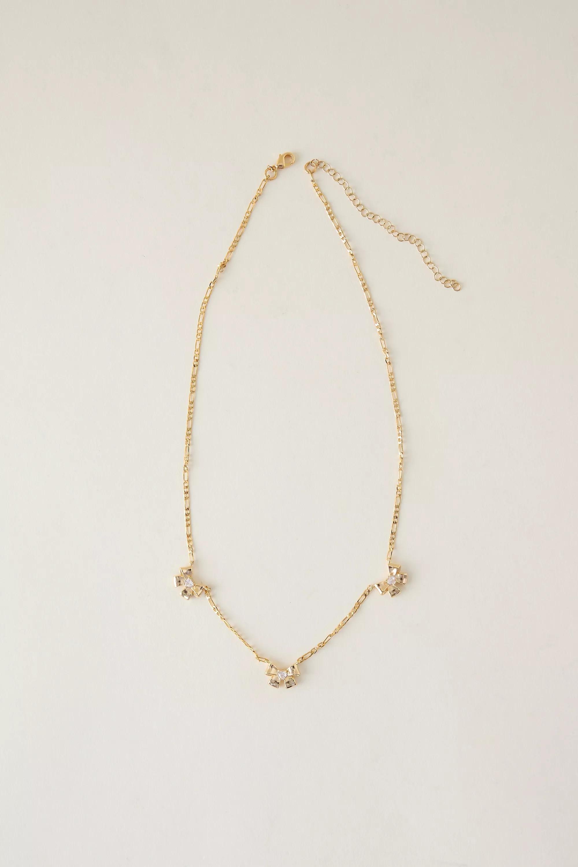 Gold-Plated Triple Bow Necklace, A501_0070, large image number 1