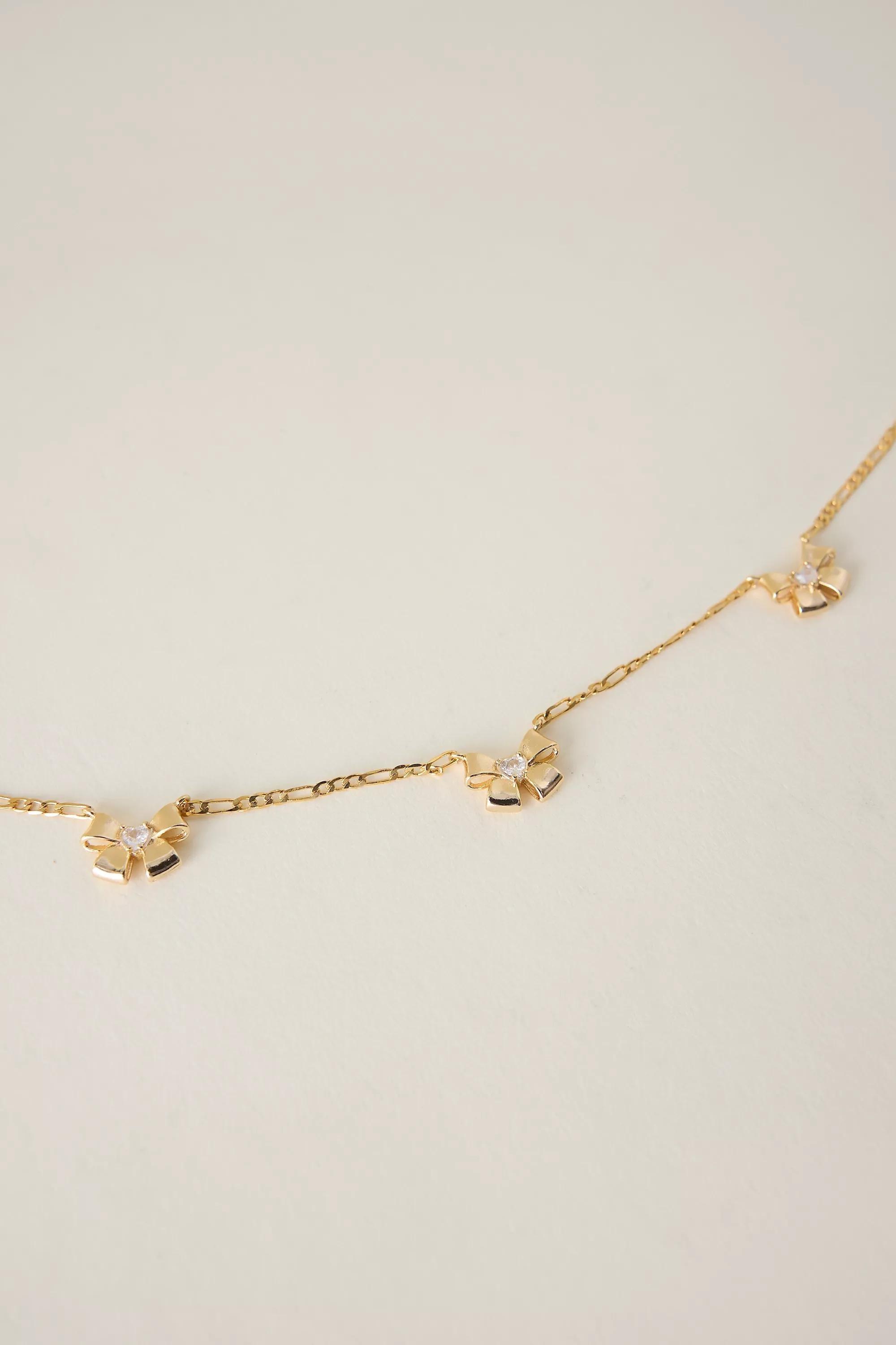 Gold-Plated Triple Bow Necklace, A501_0070, large image number 3
