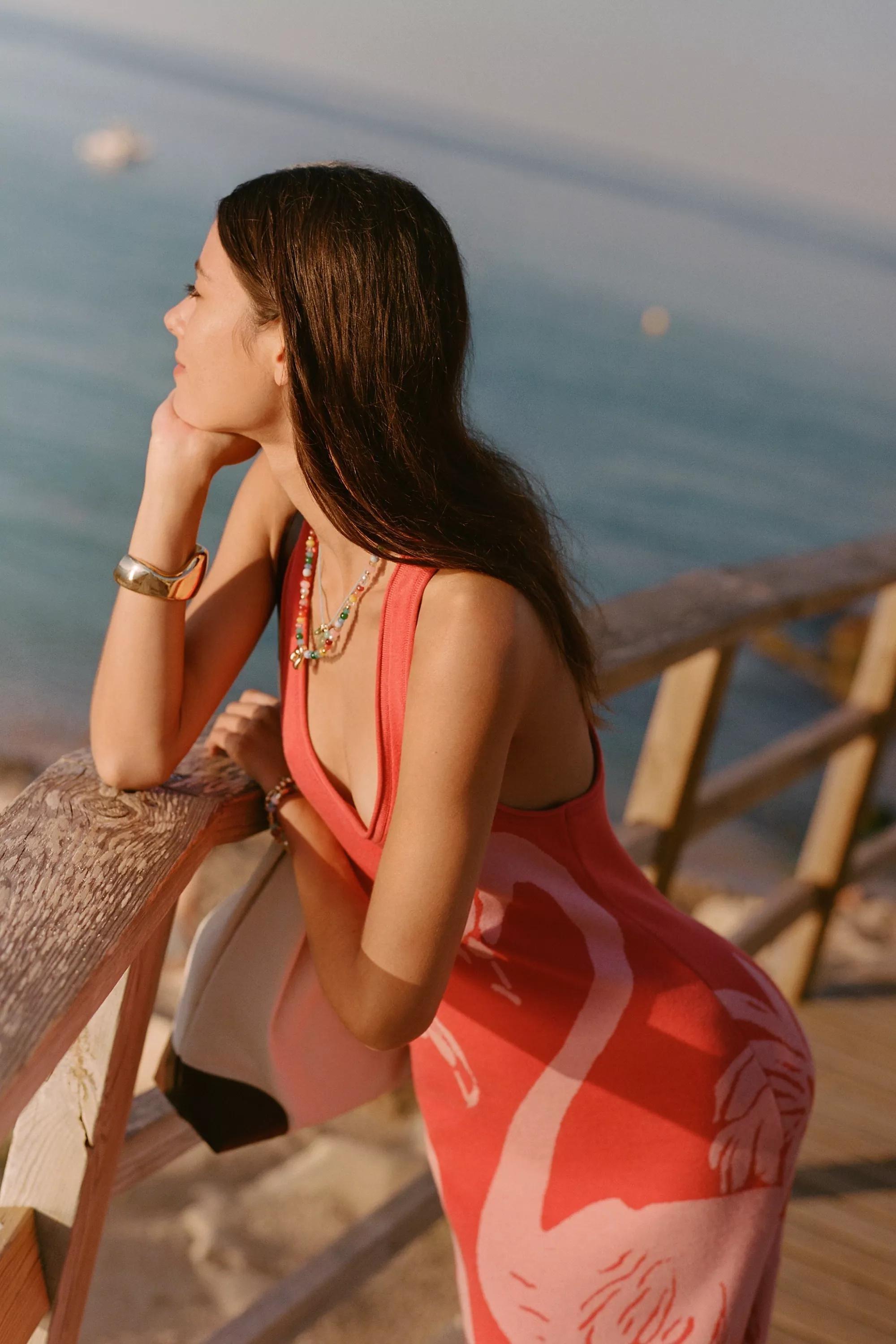 Pink Combo Celandine Flamingo Knit Midi Dress, A501_0266, large image number 1