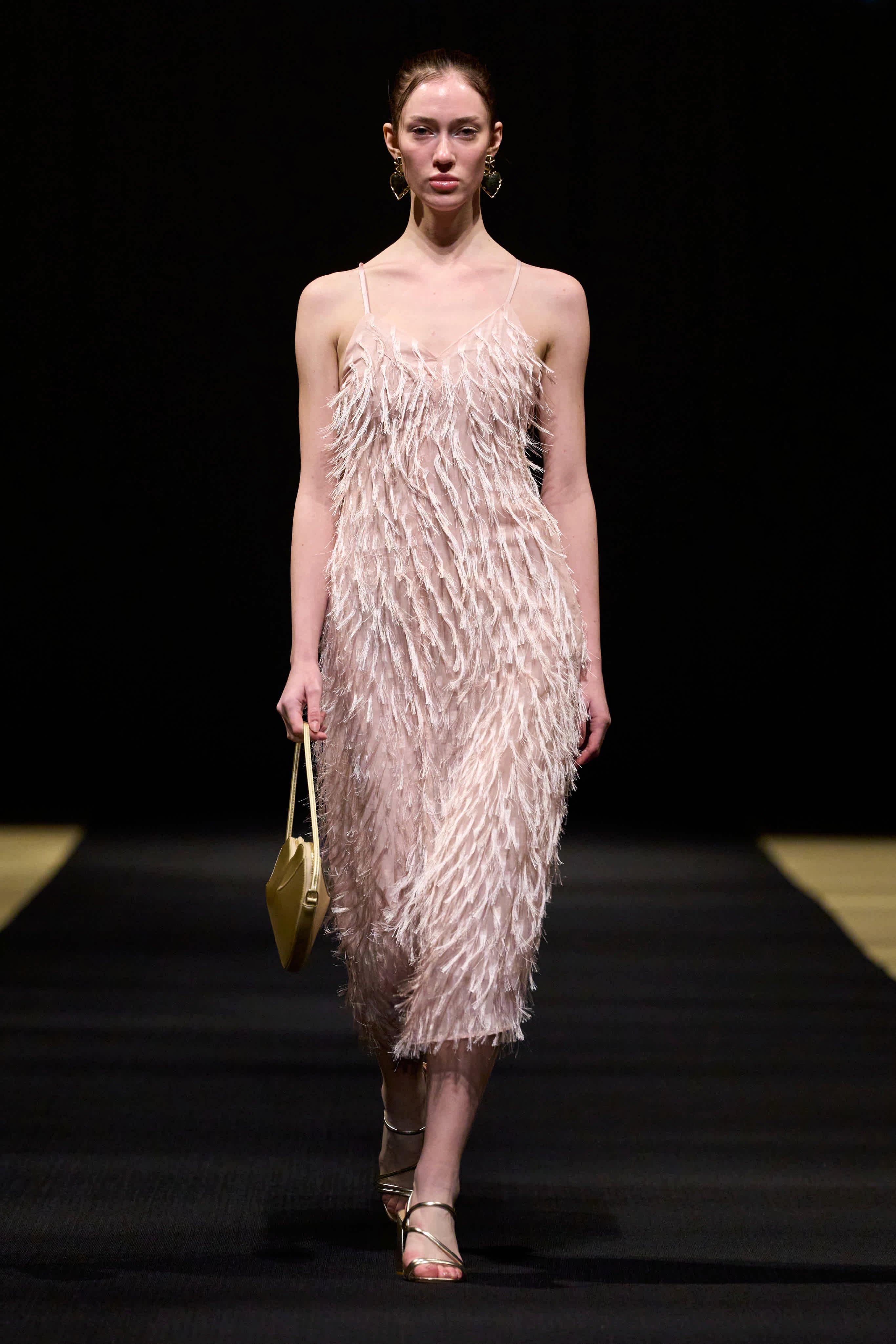 Faux Feather Fringe Midi Dress, Pink, A501_0066, large image number 0