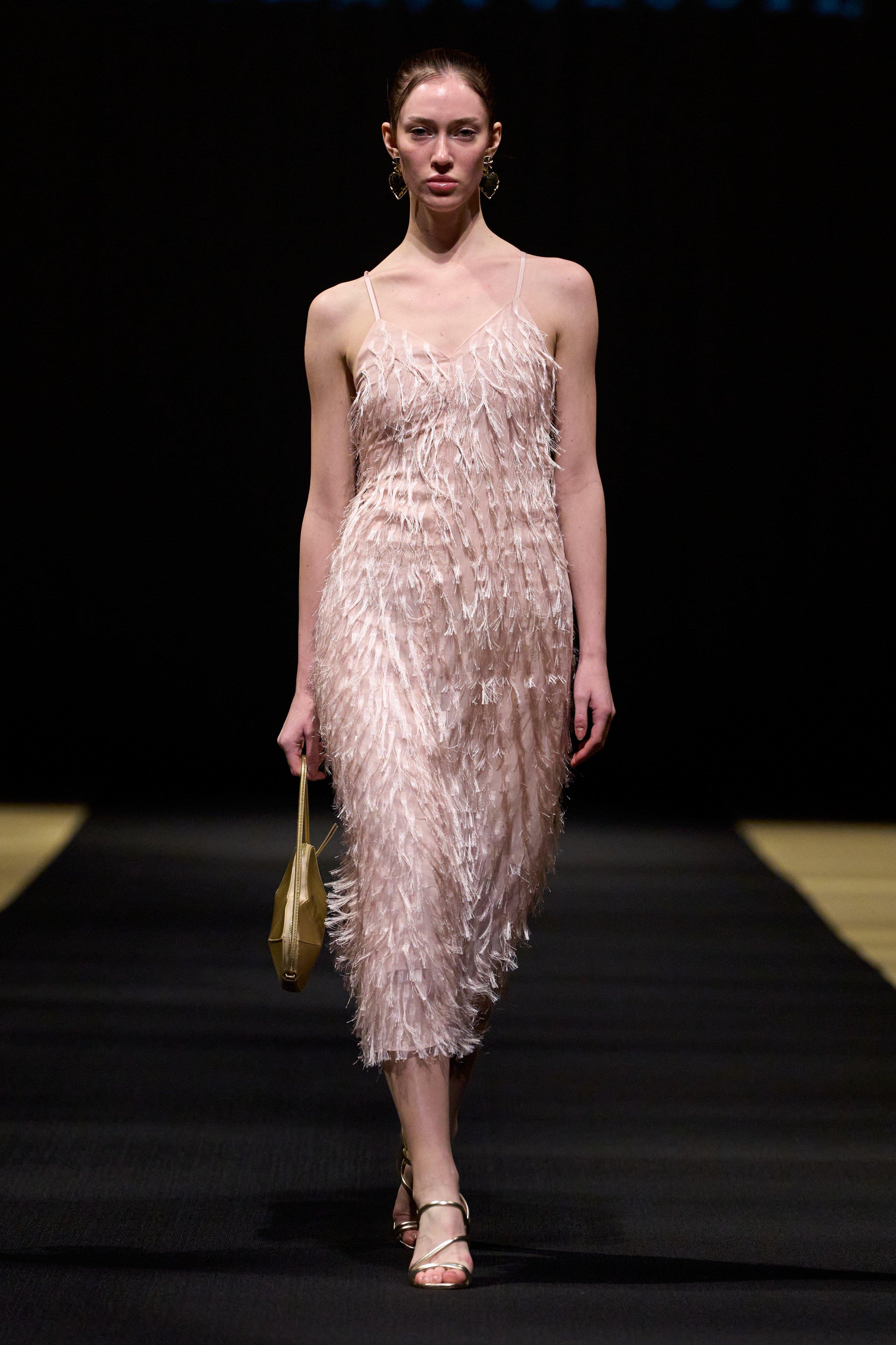 Faux Feather Fringe Midi Dress, Pink, A501_0066, large image number 2