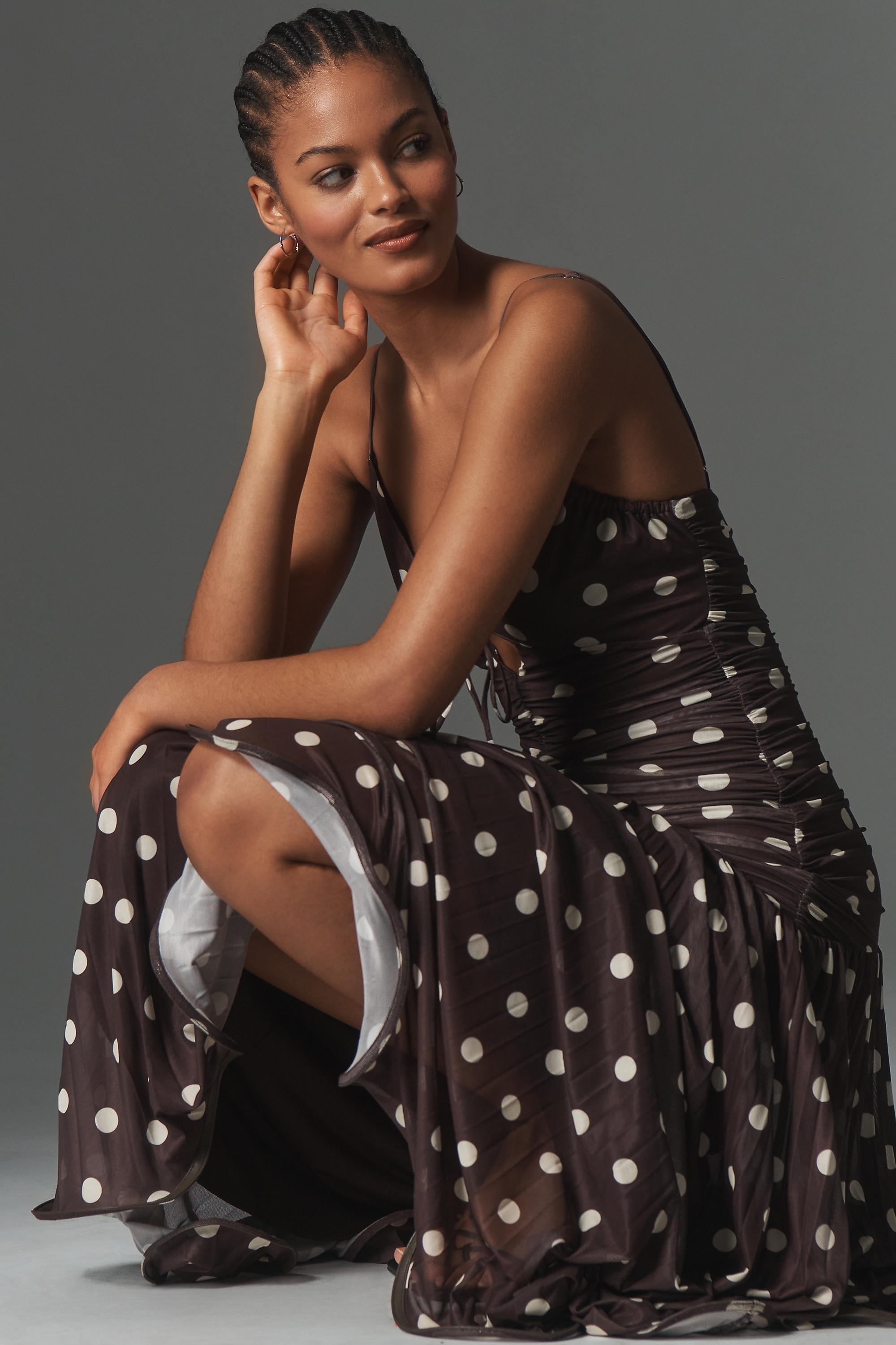 sachin and babi light blue dress Apero Label Evelyn Drop-Waist Midi Dress - Cream / Brown Spot