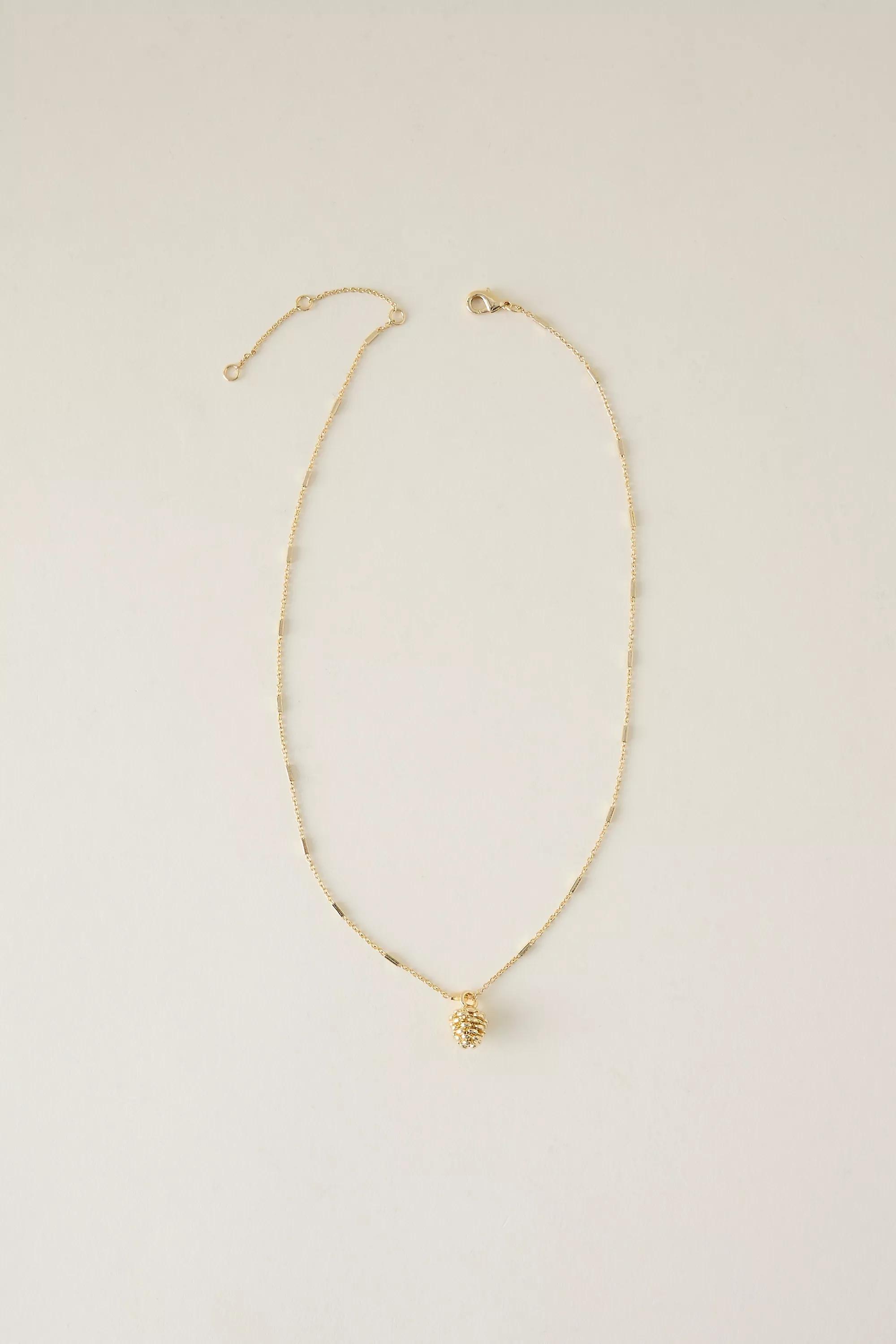 Pine Cone Pendant Necklace, Gold, A501_0070, large image number 0